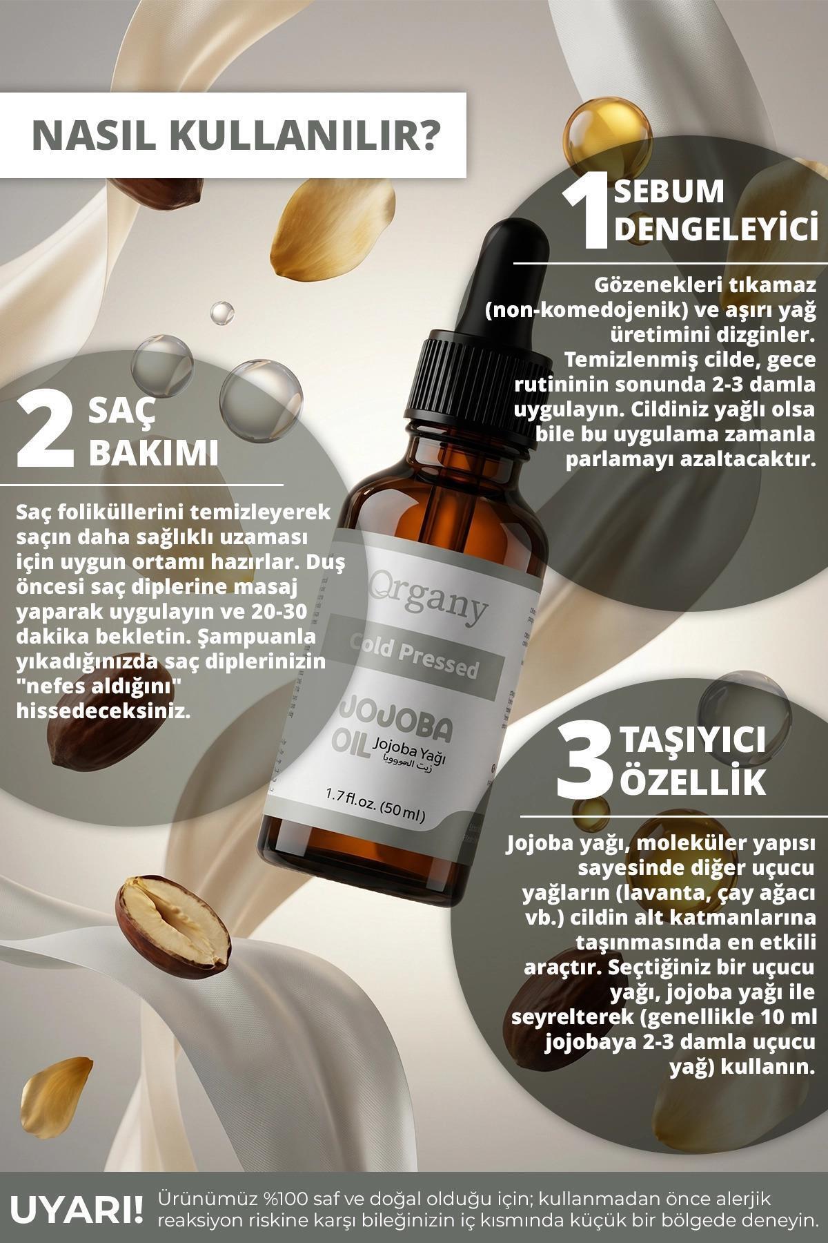 Soğuk Sıkım Jojoba Yağı %100 Doğal Gözenek Tıkamayan Cilt ve Saç Bakım Yağı Jojoba Oil 50 ml — OGSY50JJ — تصویر 2 از 4