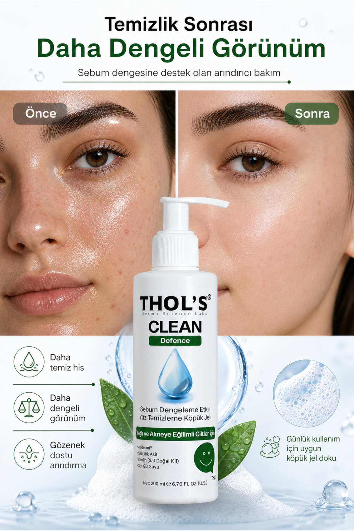 TB4 Karşıtı ve Sebum Dengeleyici Yüz Temizleme Jeli - Salisilik Asit & Kaolin Kil 200 ml — TYCHH52UZN172607092522473 — تصویر 3 از 6