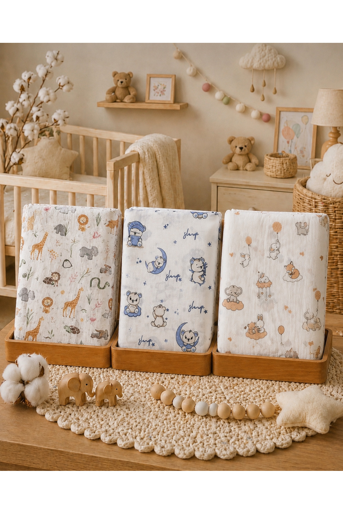 Multipurpose Muslin Cover /Set of 3/ 100% Cotton /Oeko-text Certified / 80x80 Cm