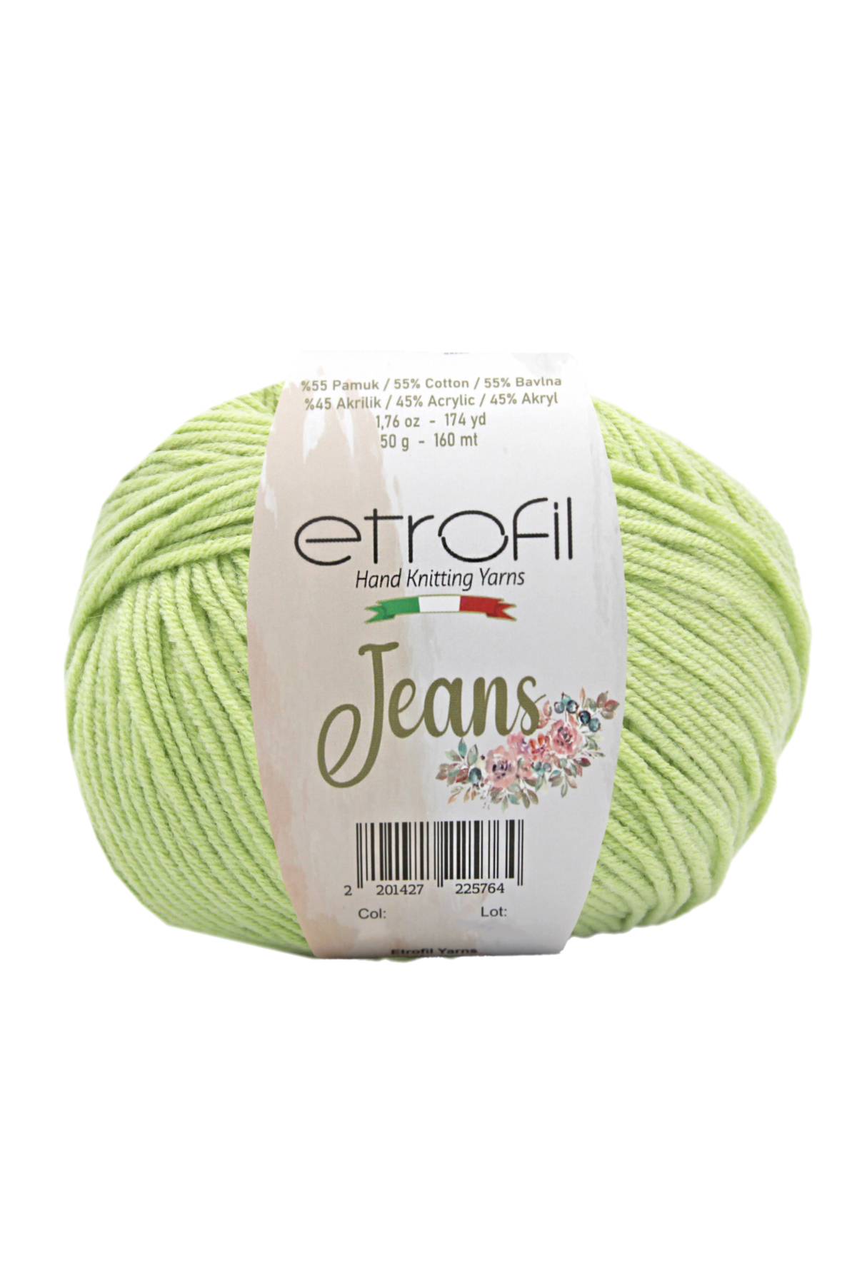 Jeans Knitting Yarn Light Green 55% Cotton 45% Acrylic 50g 160m (024)