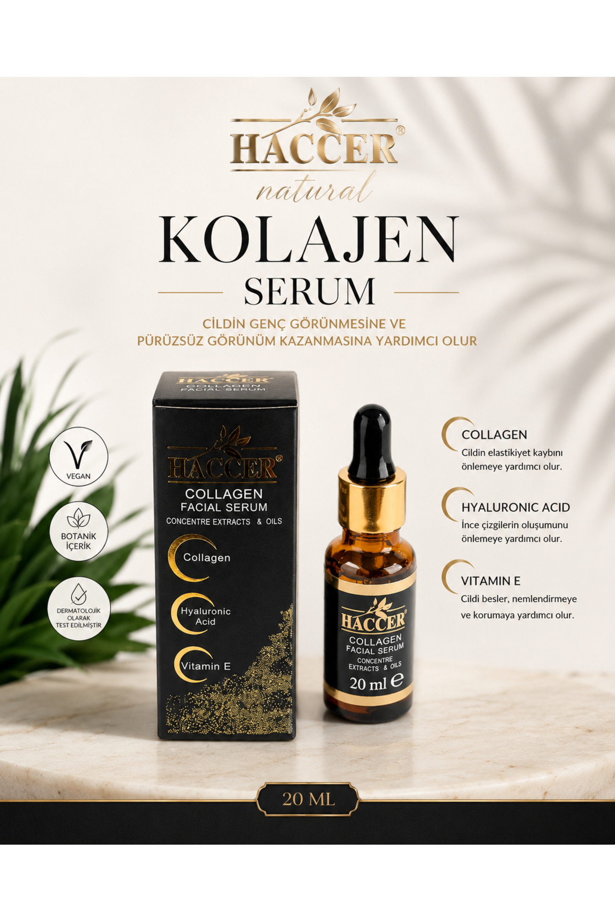 Hyaluronik Asitli, Doğal Kolajen Serum 30 ml Yüz Serumu — HCCR-SR1 — تصویر 7 از 7