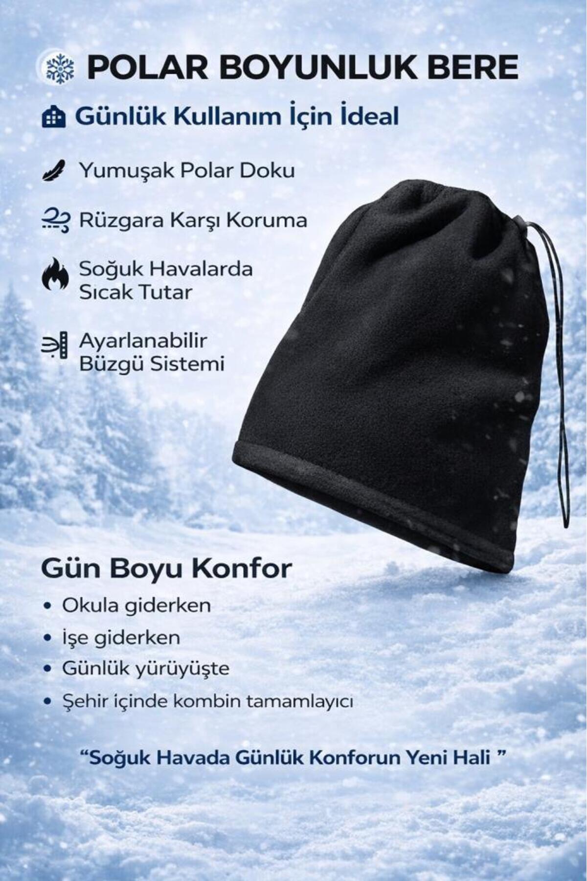 Liggo Polar Boyunluk Bere Termal Polar Bere Şapka görsel 3