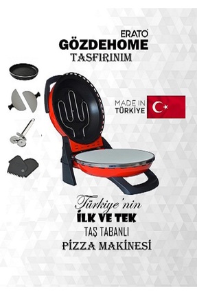 gözdehome Kırmızı Erato Taş Tabanlı Lahmacun Makinesi, Pizza Makinesi Taş Fır...