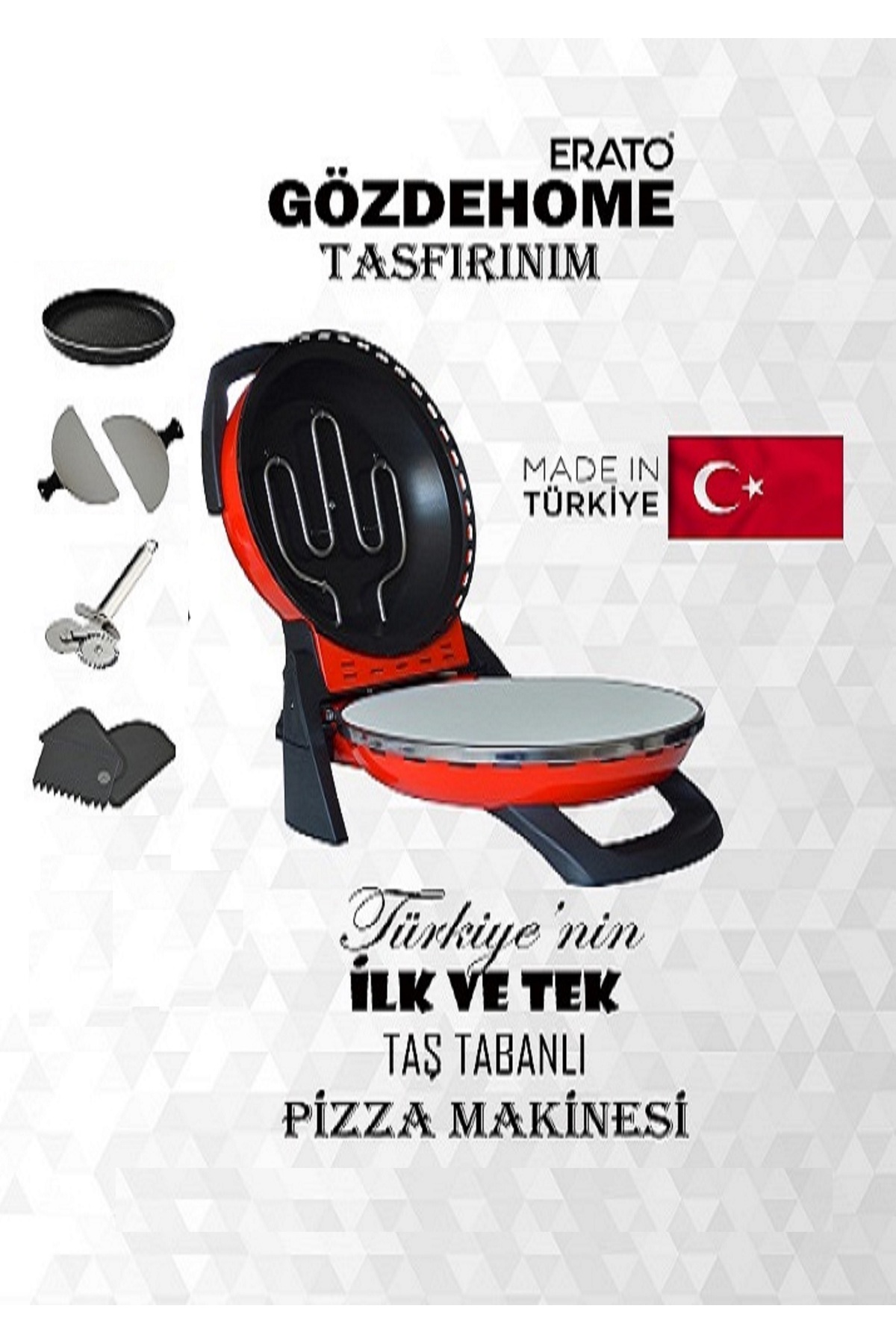 Red Erato Stone Based Lahmacun Machine, Pizza Machine Stone Oven - Timer - 400 °c