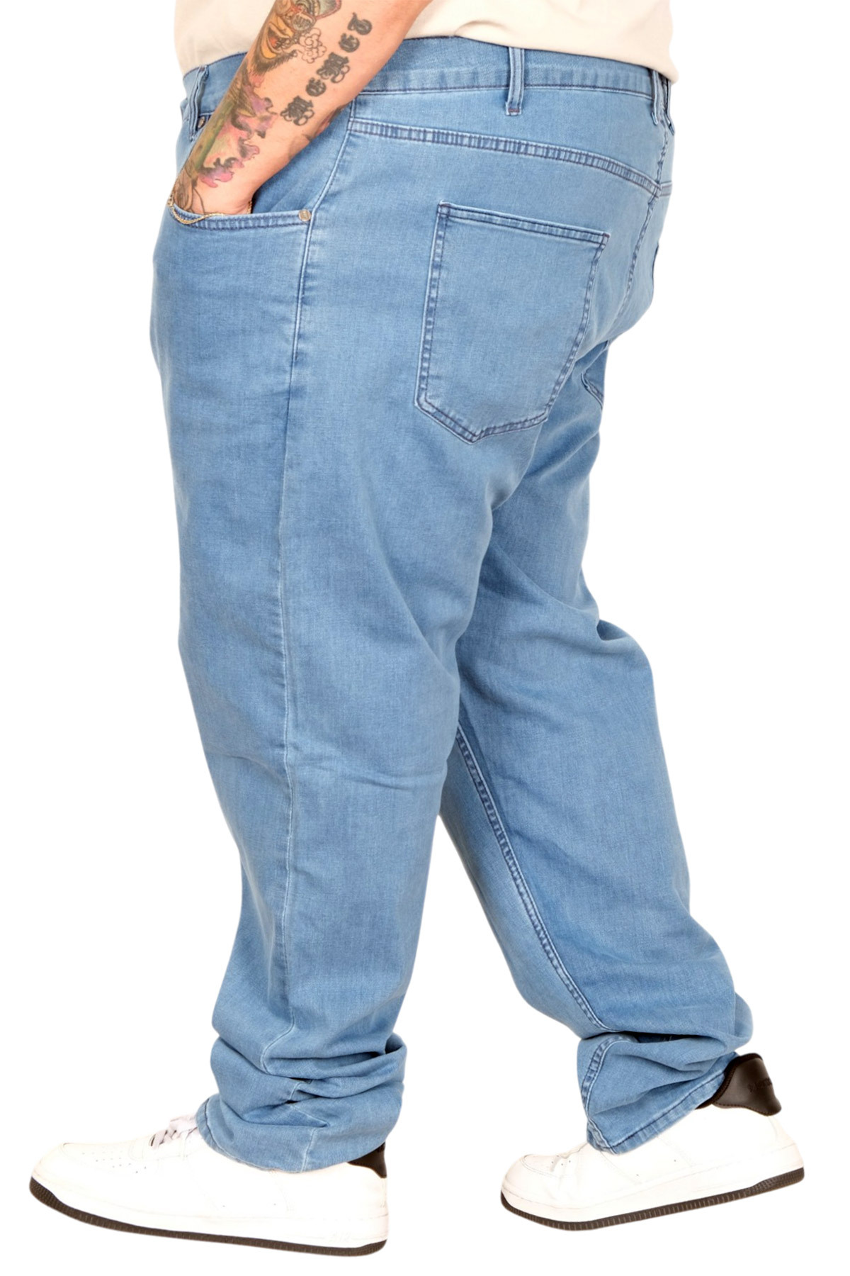 ModeXL Mode XL Büyük Beden Erkek Kot Pantolon Klasik 24900 Açık Mavi görsel 3