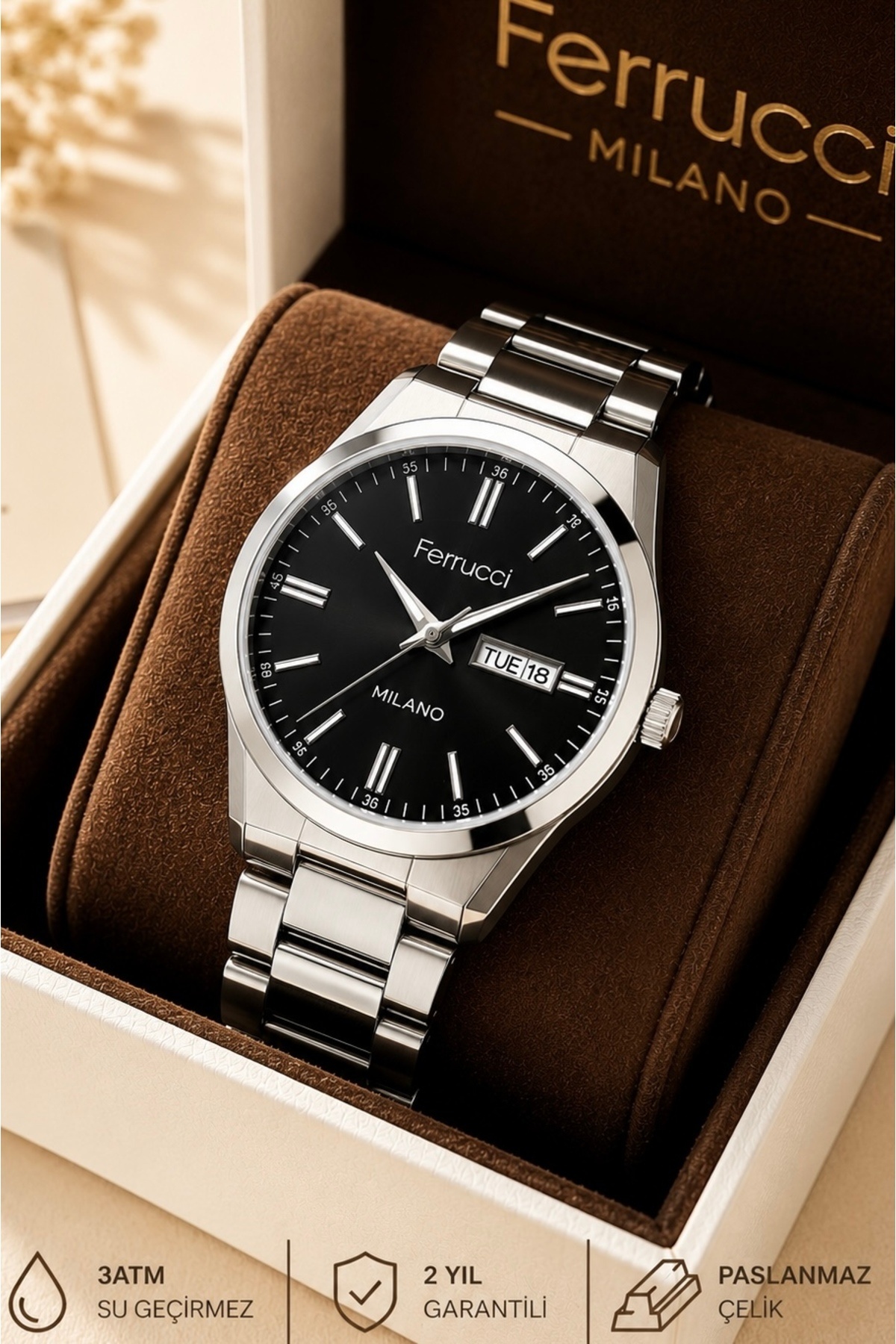 GIFT STEEL STRAP WATERPROOF MENS WRIST WATCH 2 YEARS GUARANTEED FATHER 'S DAY GIFT VALENTINE 'S DAY GIFT