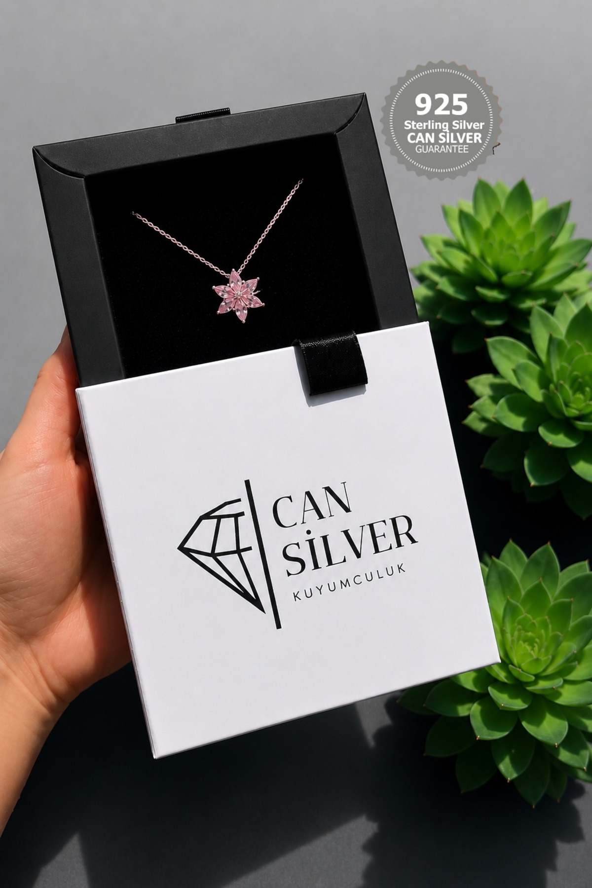 CAN SİLVER Lotus Çiçeği Kolye | 925 Ayar Gümüş Kolye- Gümüş Çiçek Kadın Kolye- Lotus Kolye Gümüş görsel 3