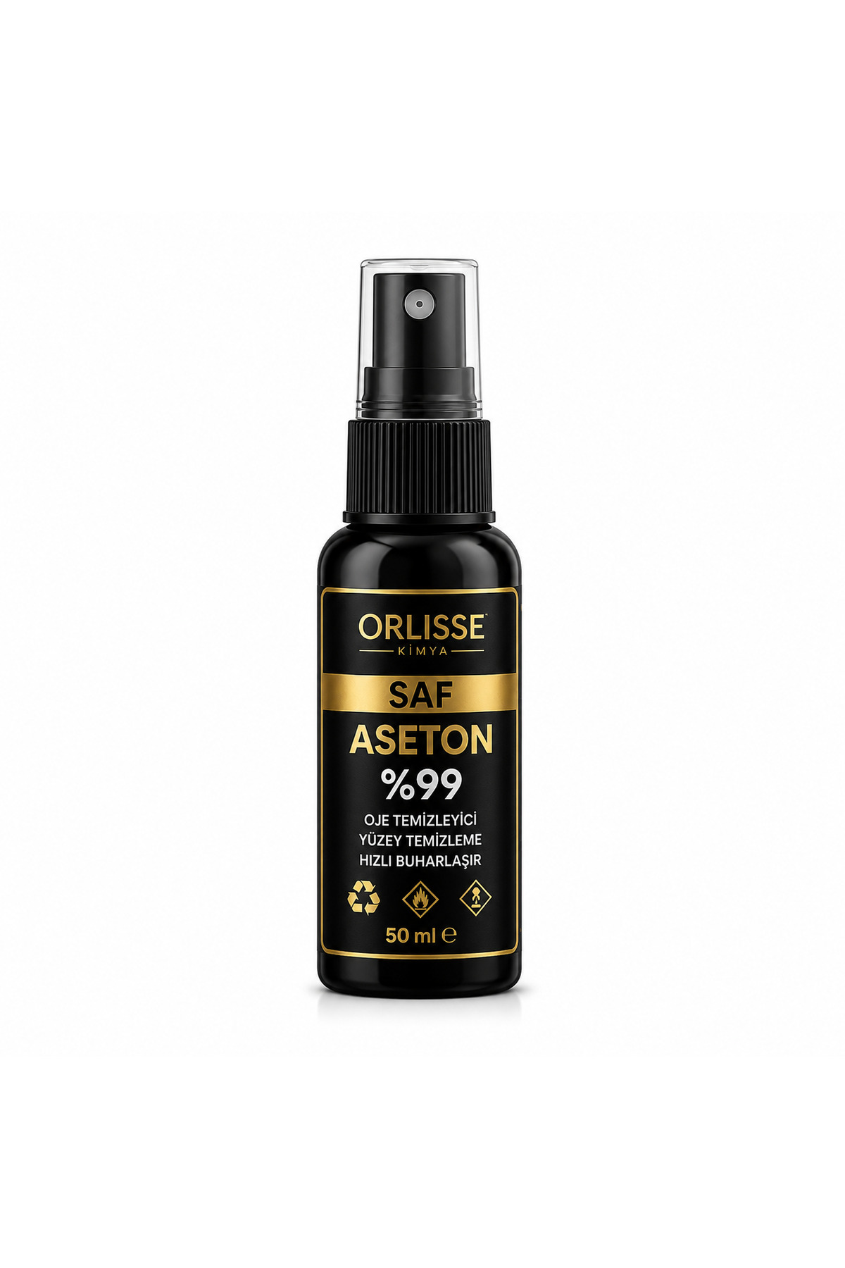 Orlisse Kimya Saf Aseton %99 50 ml – Oje Temizleyici, Yüzey Temizleme, Hızlı Buharlaşır