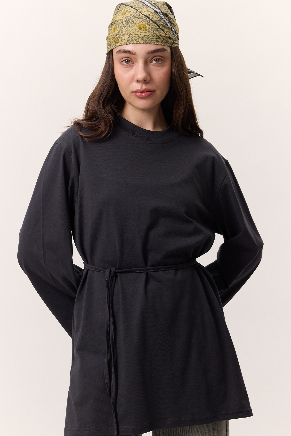 OVERSIZE TSHIRT ANTHRACITE WITH BINDING DETAIL