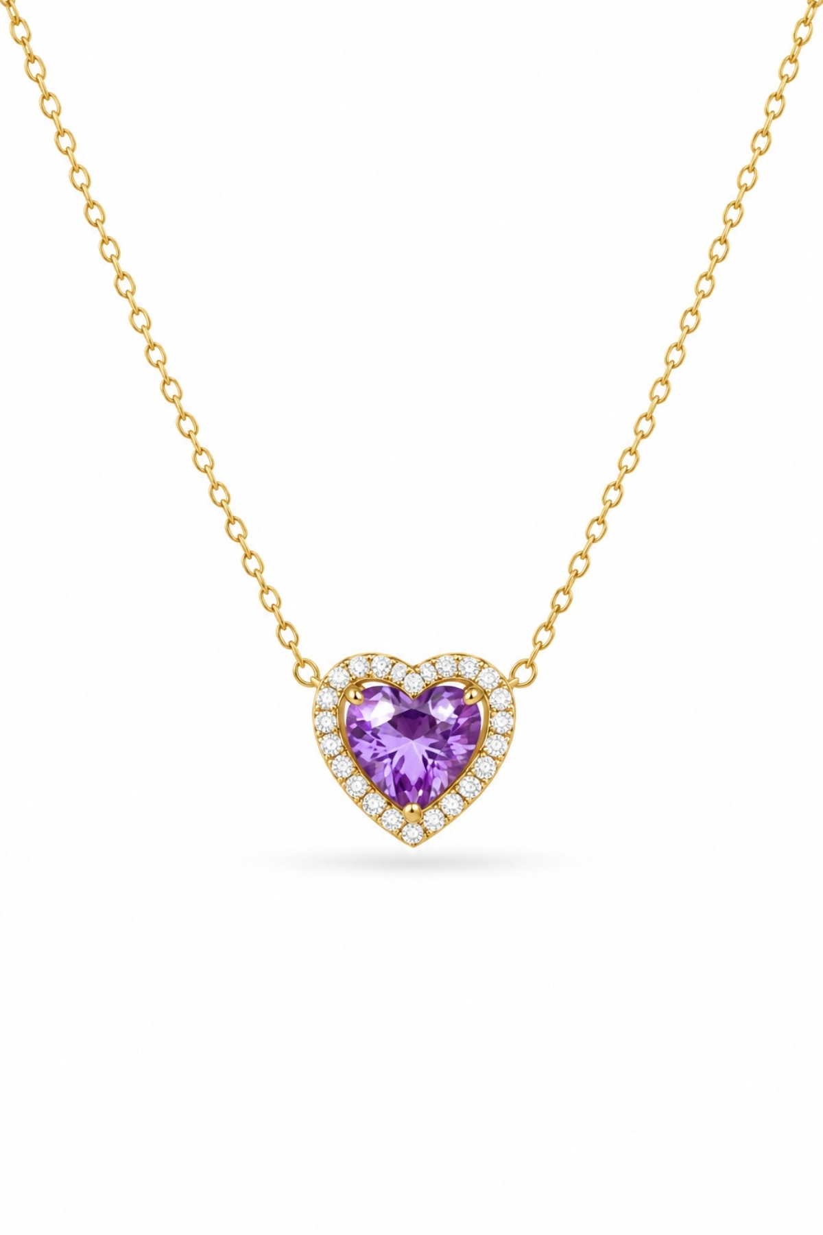 Women's Necklace with Special Box - Heart with Purple Gemstone Dear Love Diamond Women's Necklace with Heart