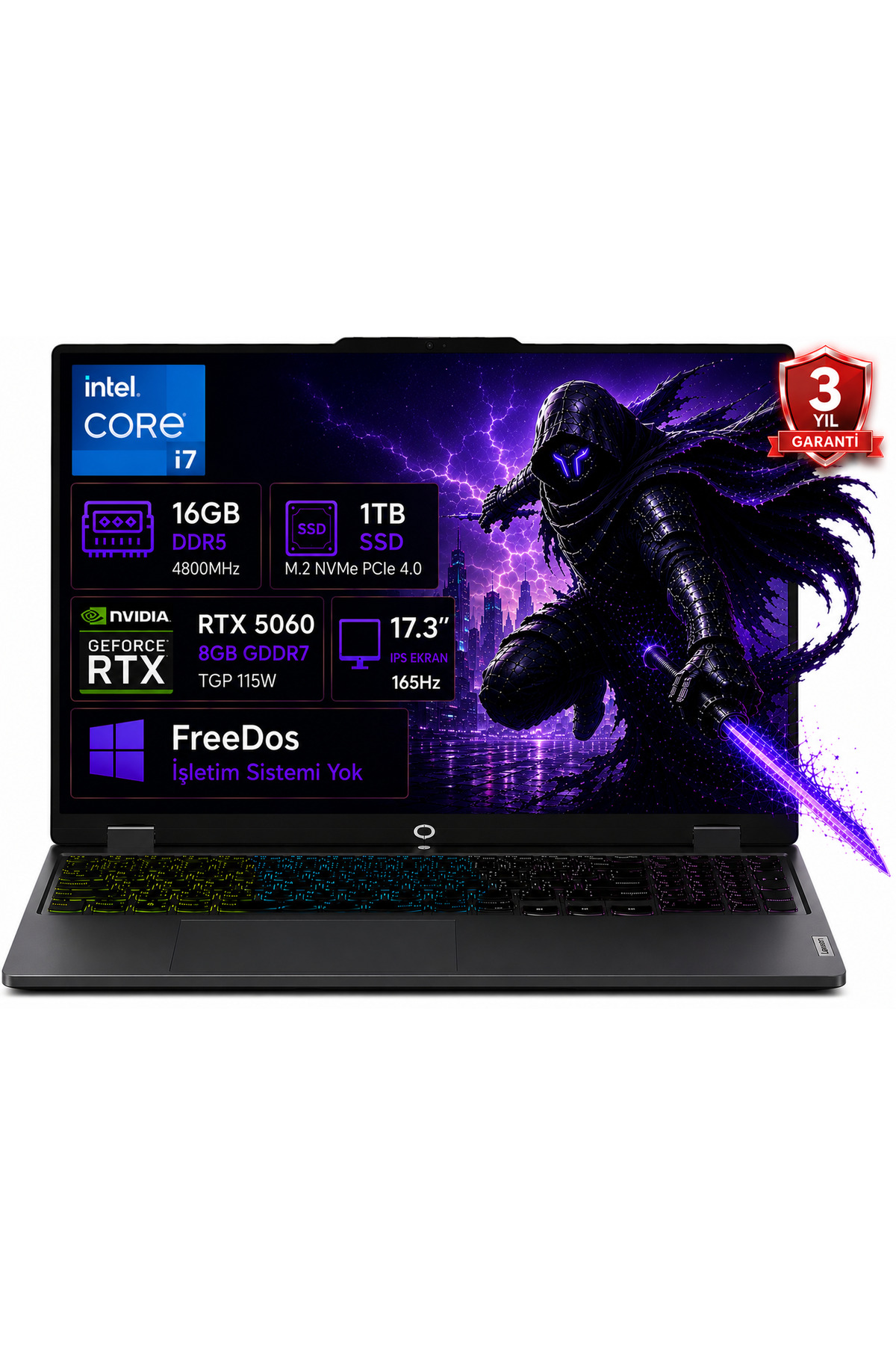 LENOVO LOQ 17IRX10 83JH00CNTR i7-13650HX 16GB DDR5 1TB SSD RTX5060 8GB 17.3" IPS 165Hz FreeDos