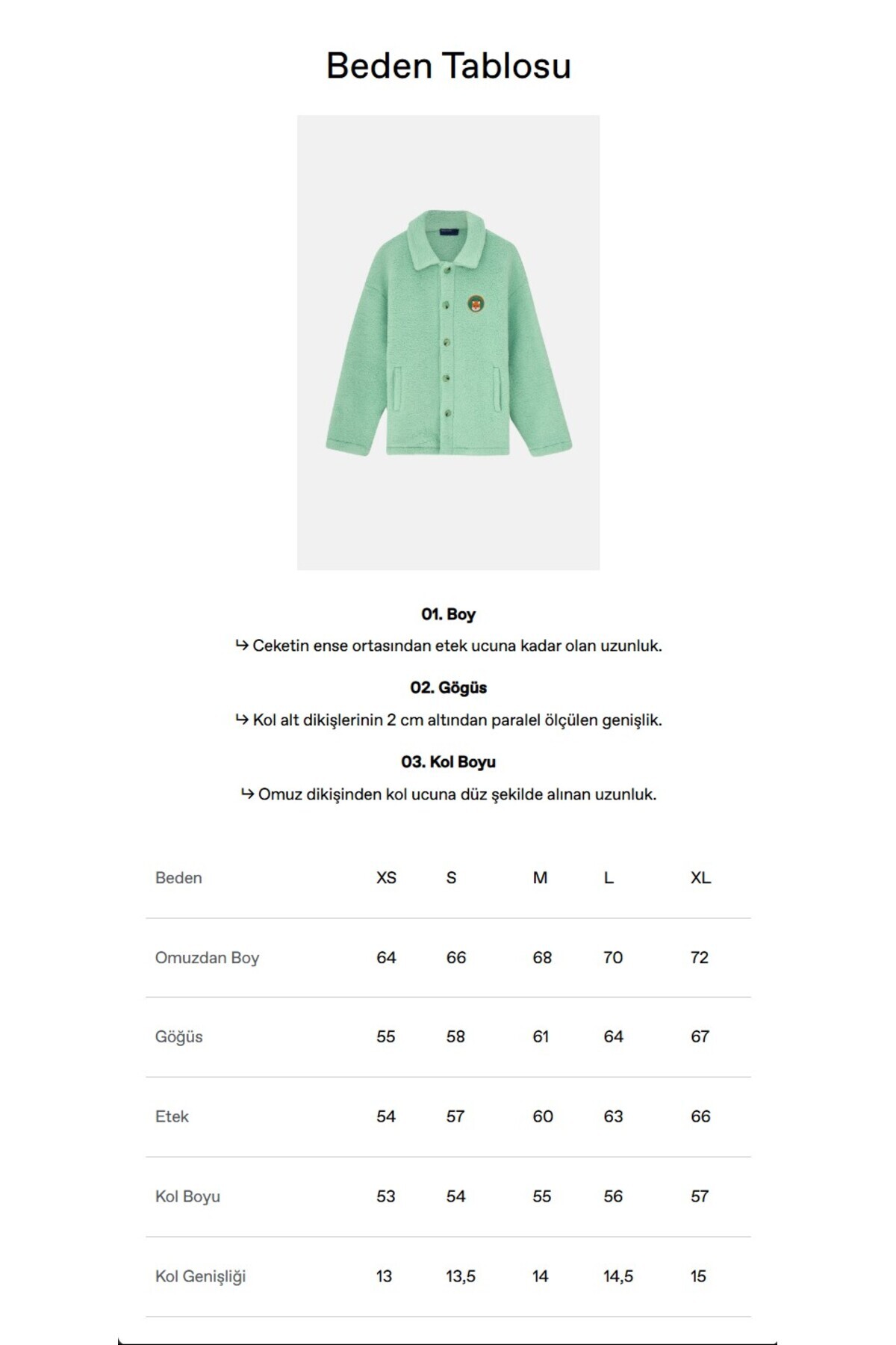 Reflect Studio Kızıl Tilki Sherpa Ceket - Mint Yeşili görsel 6
