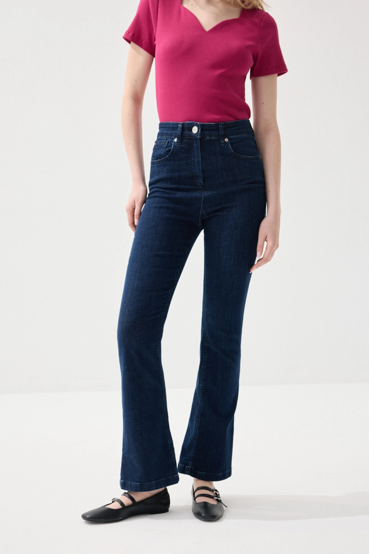 Gusto Denim Flare Kot Pantolon - Lacivert görsel 2