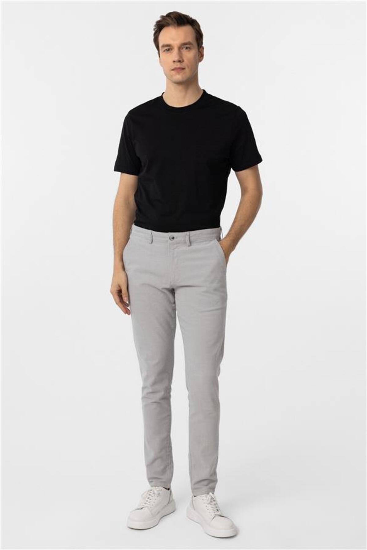 Gri Slim Armürlü Pantolon — خاکستری PN2020500681 — تصویر 7 از 7