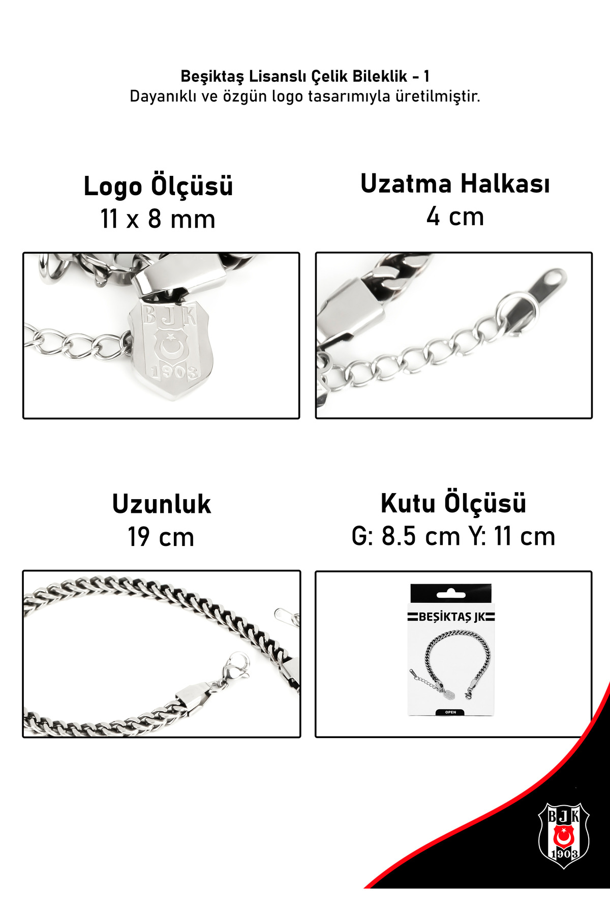 Beşiktaş Çelik Bileklik - 1 görsel 3