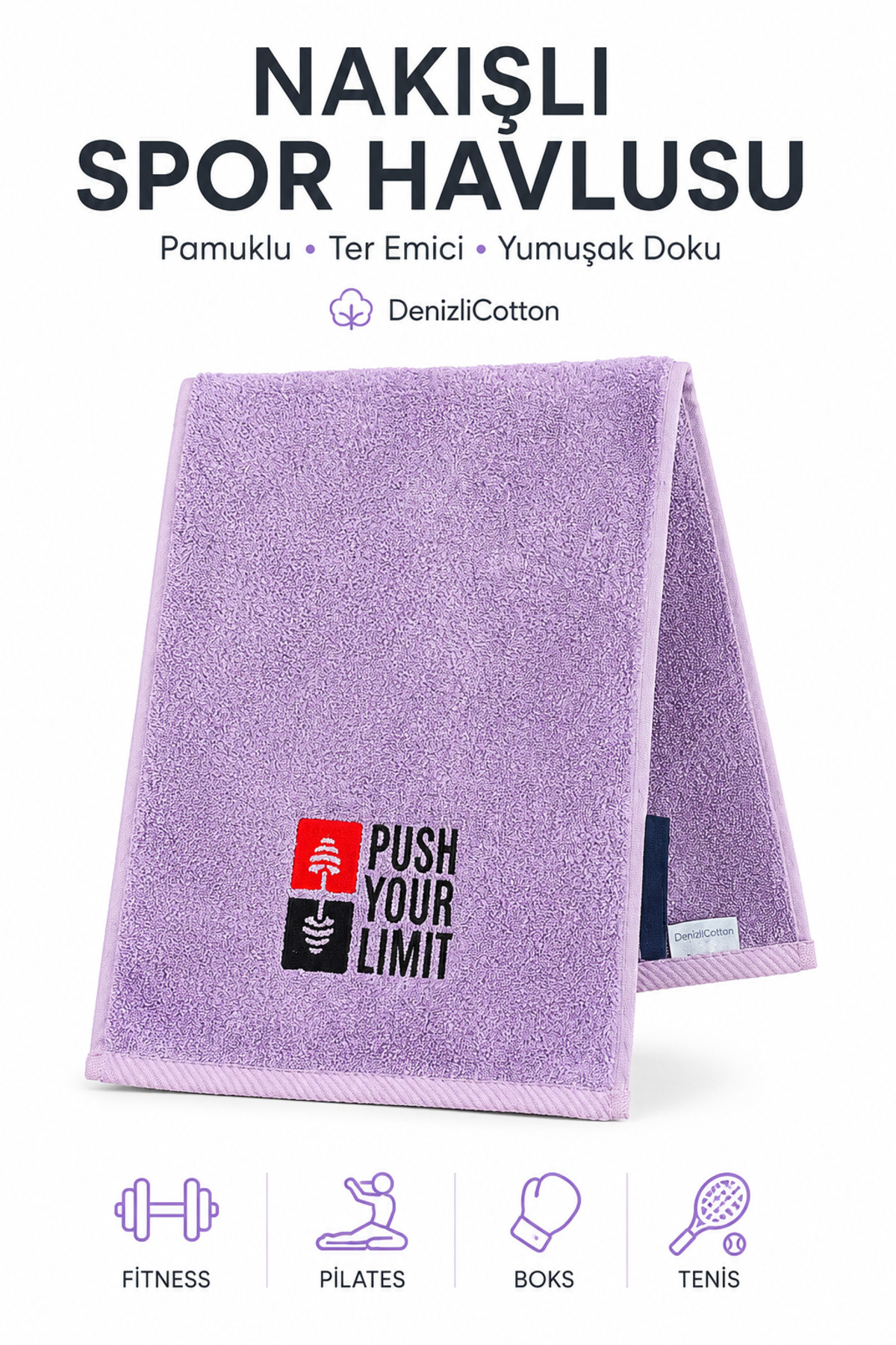 Embroidered Sports Towel Cotton, Anti-bacterial, Sweat Absorbing Fitness Plates Boxing Tennis Sports Towel