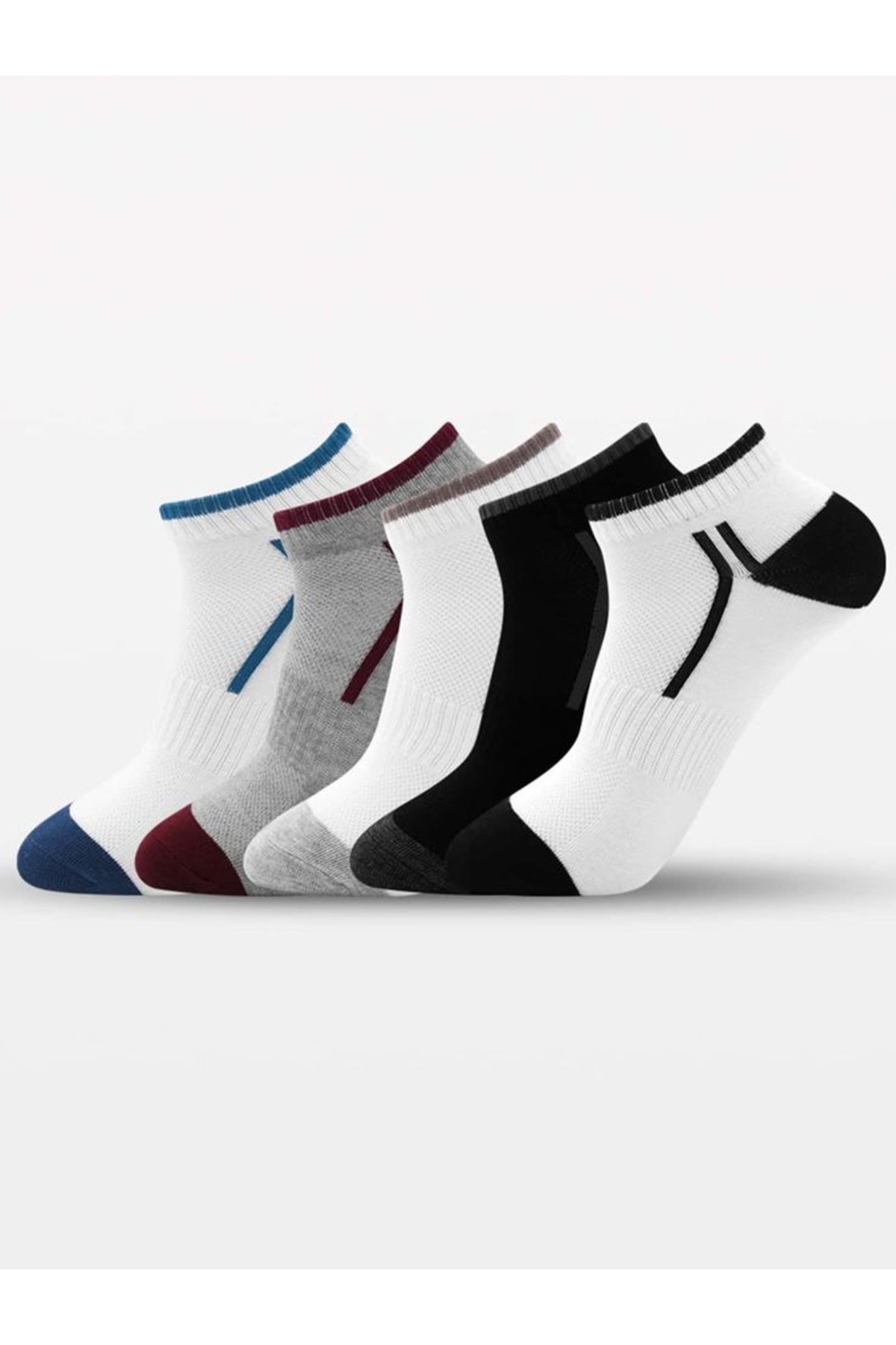 SBA SOCKS 5 Çift Erkek Bilek Çorap Farklı Renkli Taban Lastikli Erkek Patik Çorap görsel 2