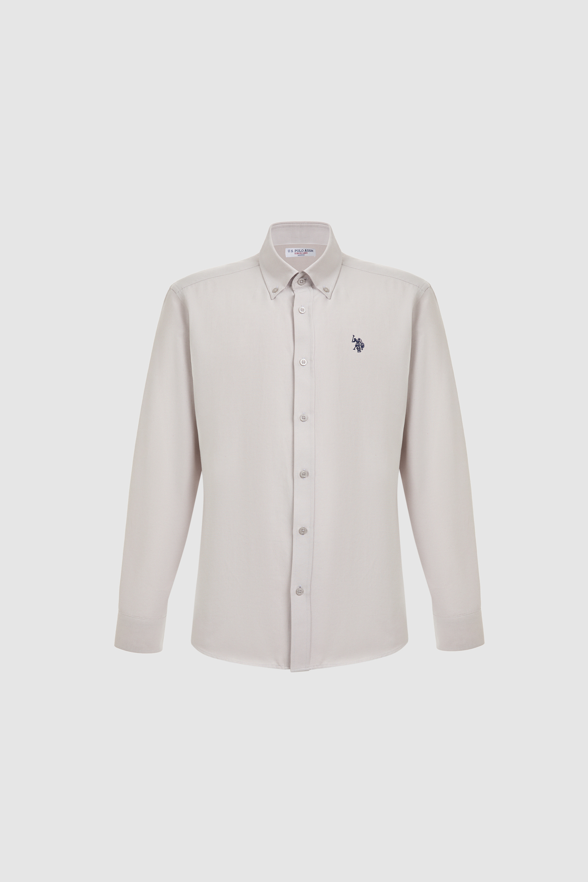 U.S. Polo Assn. Erkek Açık Gri Uzun Kollu Basic Gömlek 50324708-VR001 görsel 7
