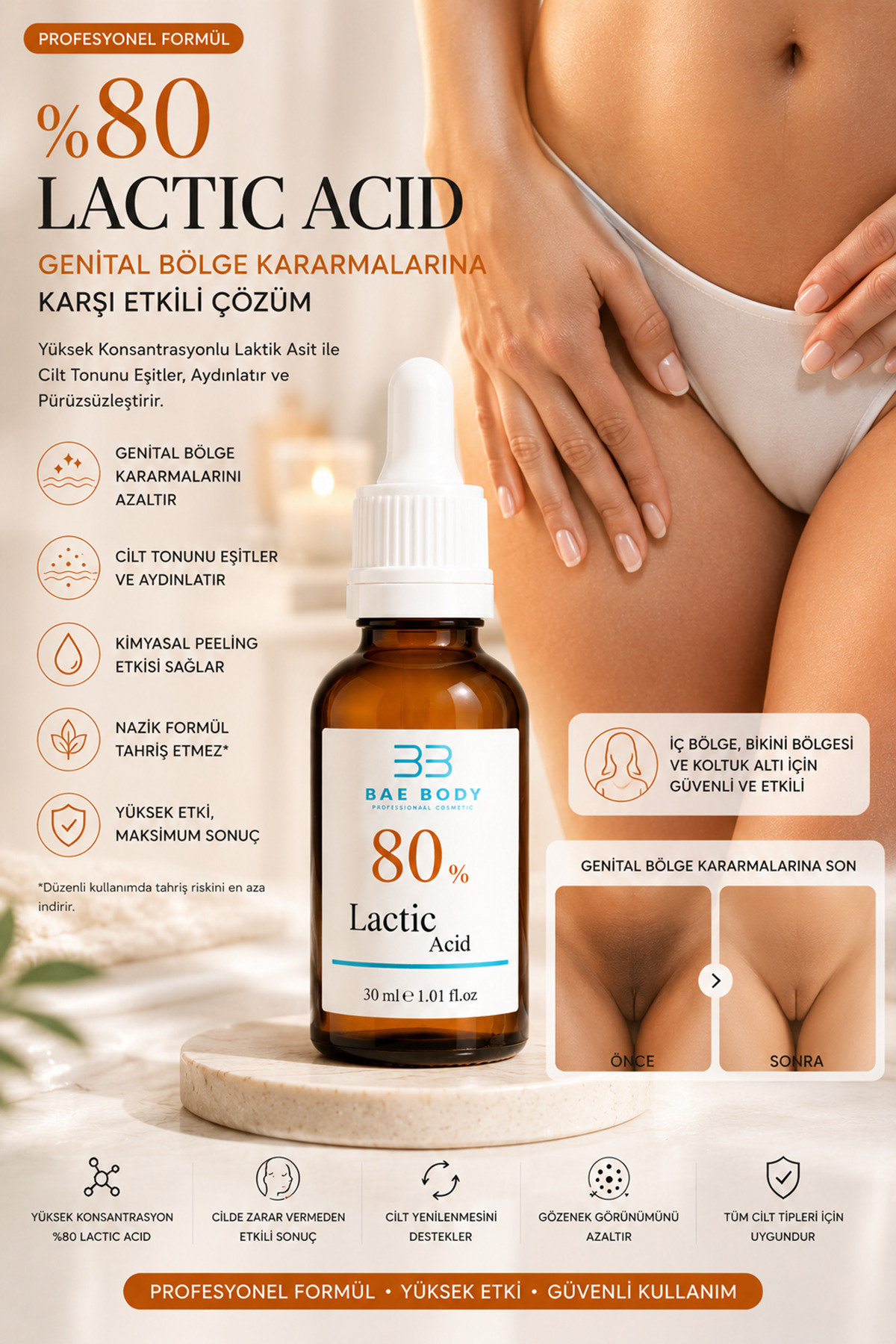 %80 Lactic Acid – Güçlü Cilt Soyucu, Ölü Deri Arındırıcı ve Leke Karşıtı Peeling Serumu — SC222F — تصویر 5 از 7