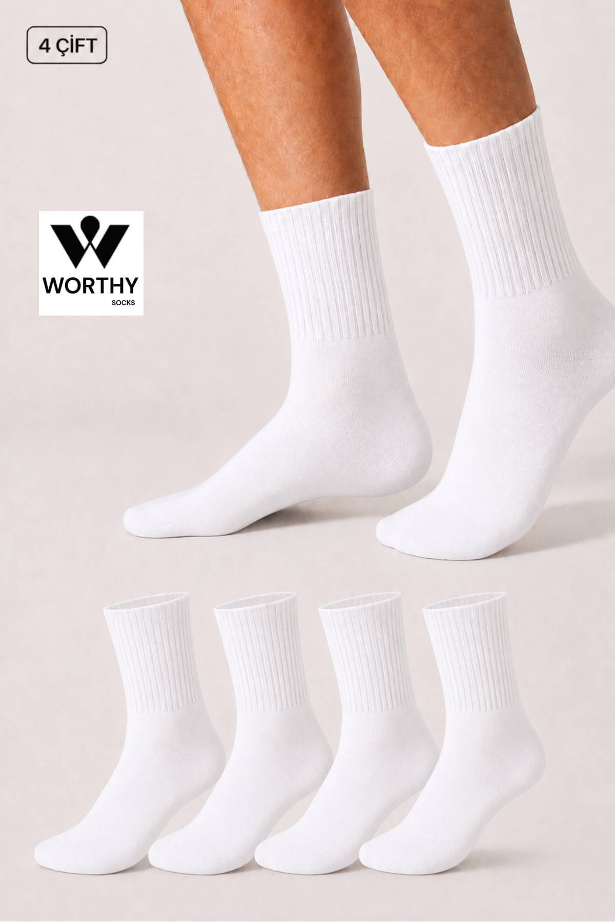 WORTHY SOCKS 4'lü Atletik Spor Tenis Kolej Çorap görsel 3