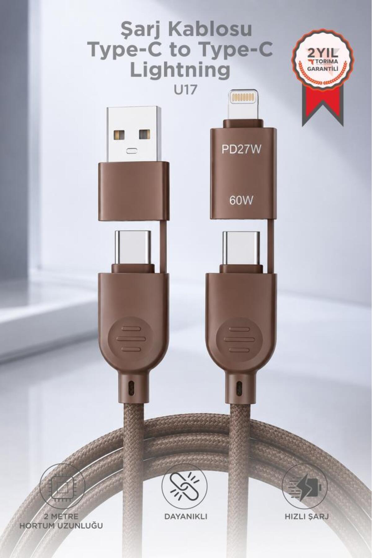 Torima Şarj Kablosu Type-C to Type-C Lightning Hızlı 85W 4IN1 Data