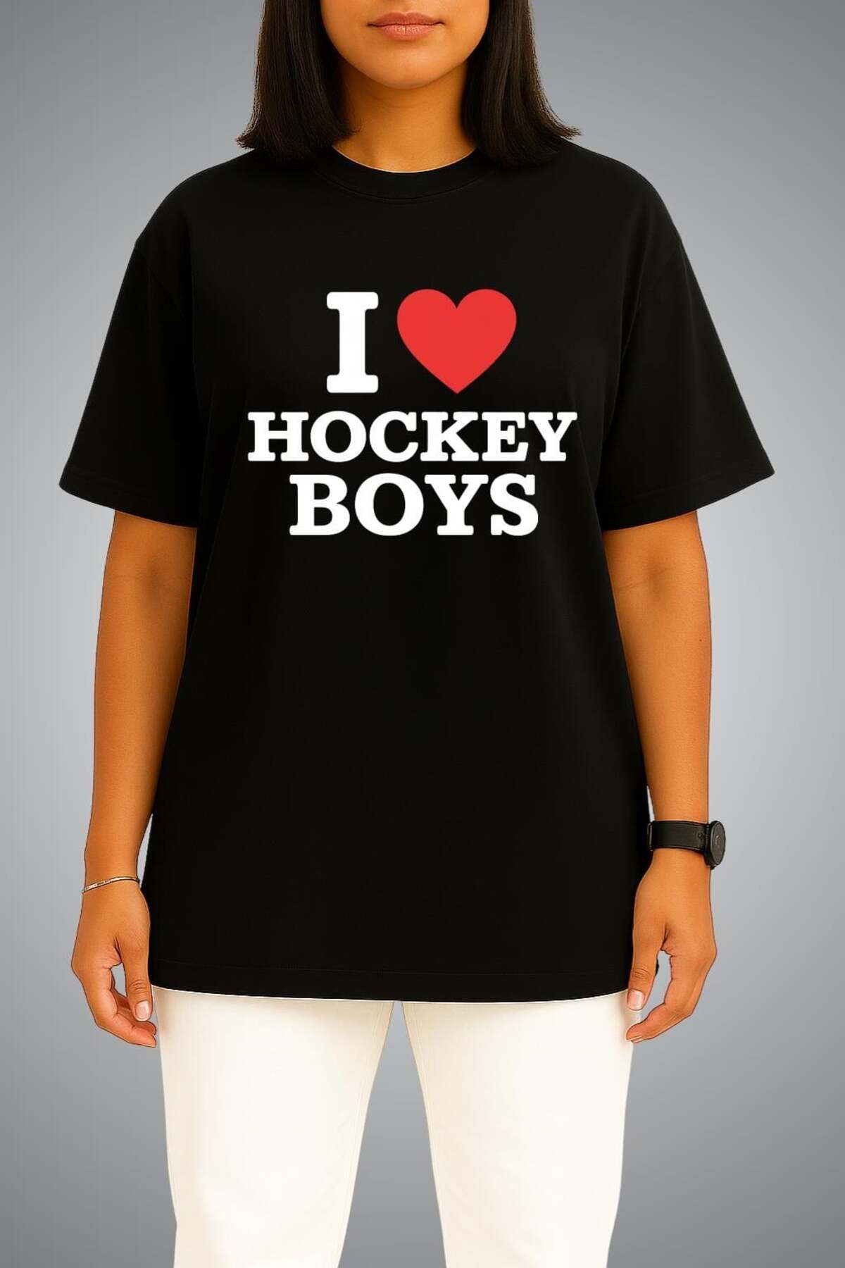 Bahriyeli Collection Oversize Off Campus I Love Hockey Boys Göğüs