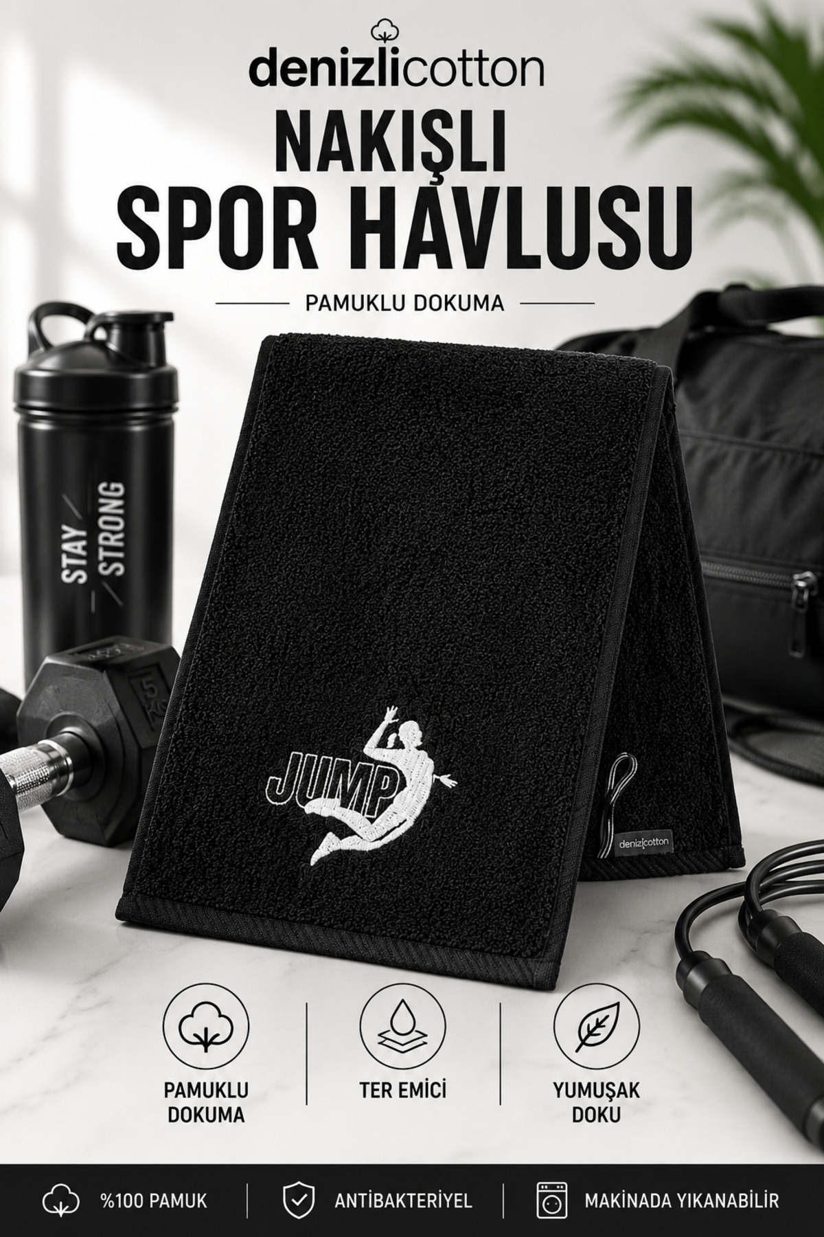 Embroidered Sports Towel Cotton, Anti-bacterial, Sweat Absorbing Fitness Plates Boxing Tennis Sports Towel