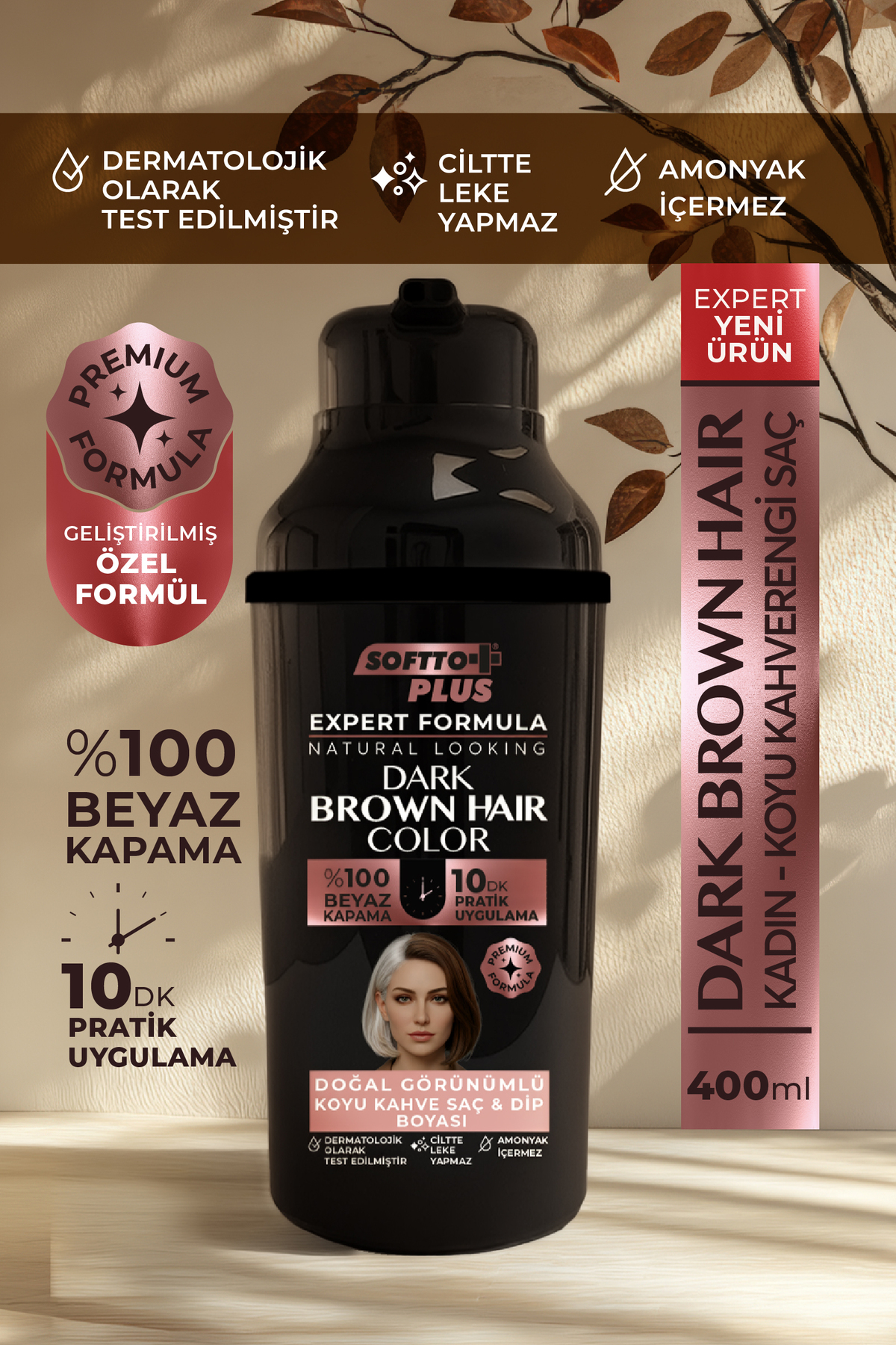 Softto Plus Expert Woman Brown Hair Color / Koyu Kahve / Kadınlara Özel Geliştirilmiş Formül / Doğal Görünüm — قهوه‌ای 8680540174380ModelBr