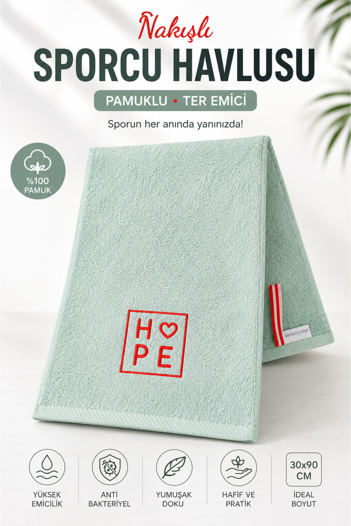 Embroidered Sports Towel Cotton, Anti-bacterial, Sweat Absorbing Fitness Plates Boxing Tennis Sports Towel