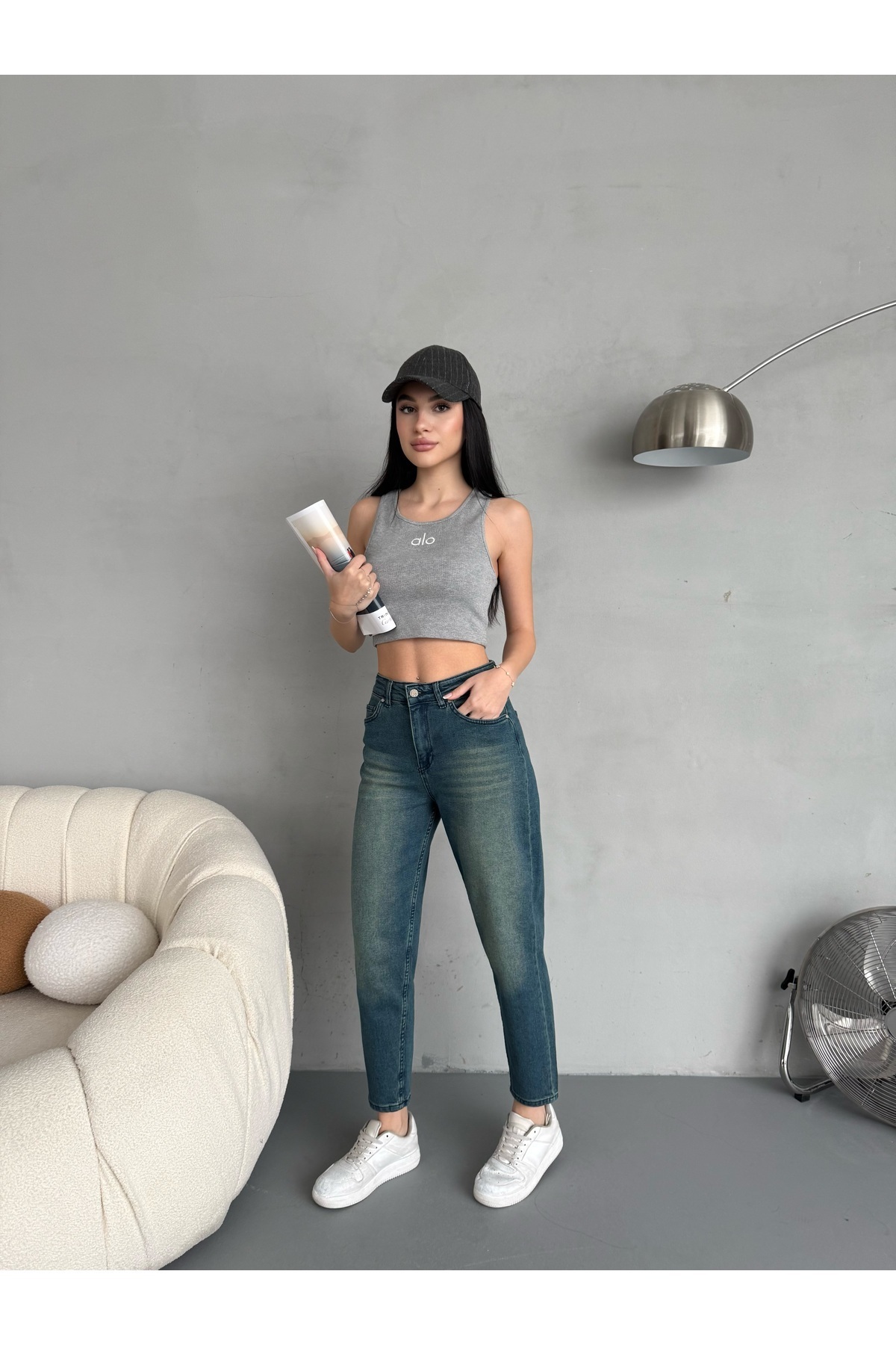 alanora Kadın Esnek/Likralı Yüksek Bel Mom Jean görsel 6