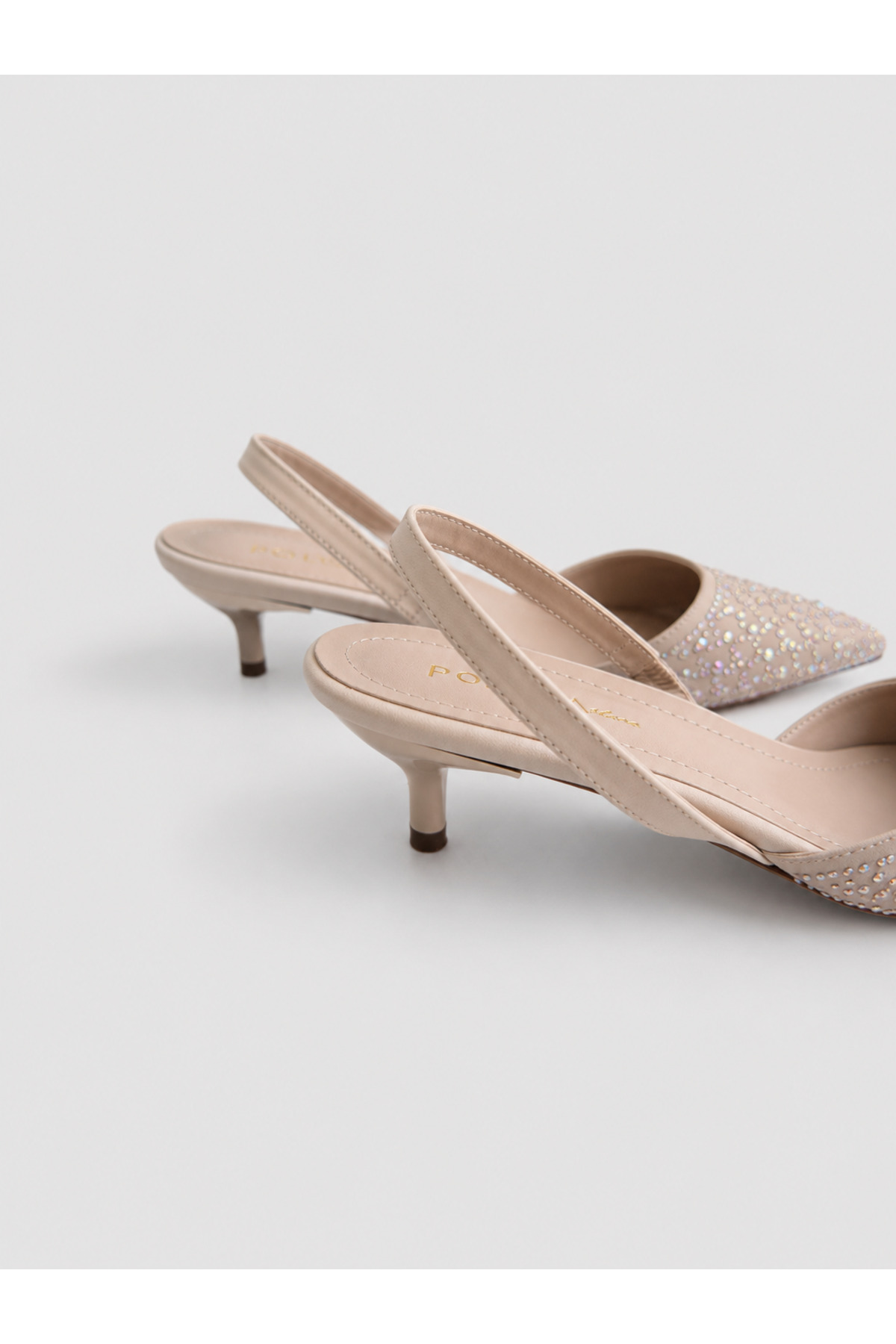 POLKA STORE Over Işıltılı Sivri Burun Arka Açık Stiletto Bantlı Abiye Kısa Topuklu Kadın Ayakkabı görsel 3