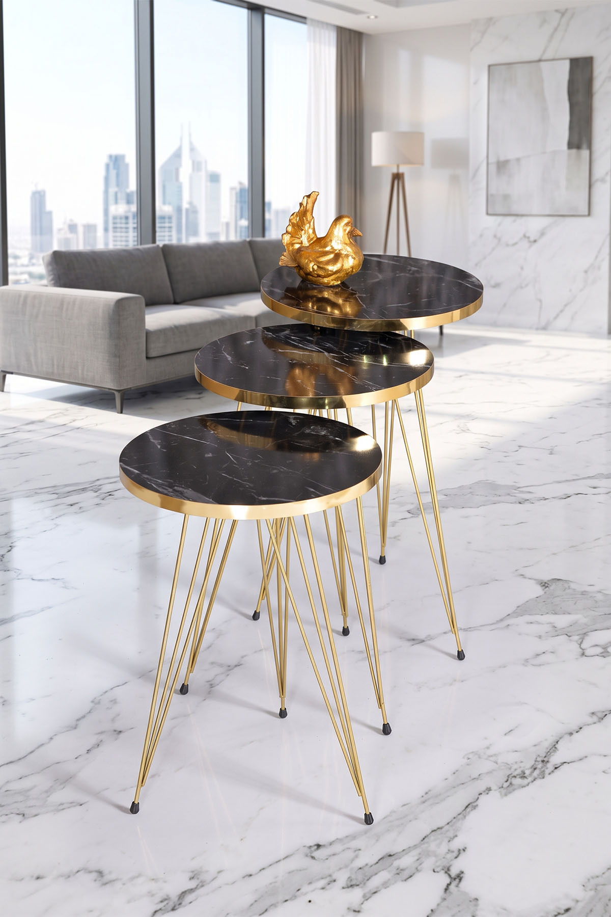 Zigon Sehpa Gold Bendir Tel