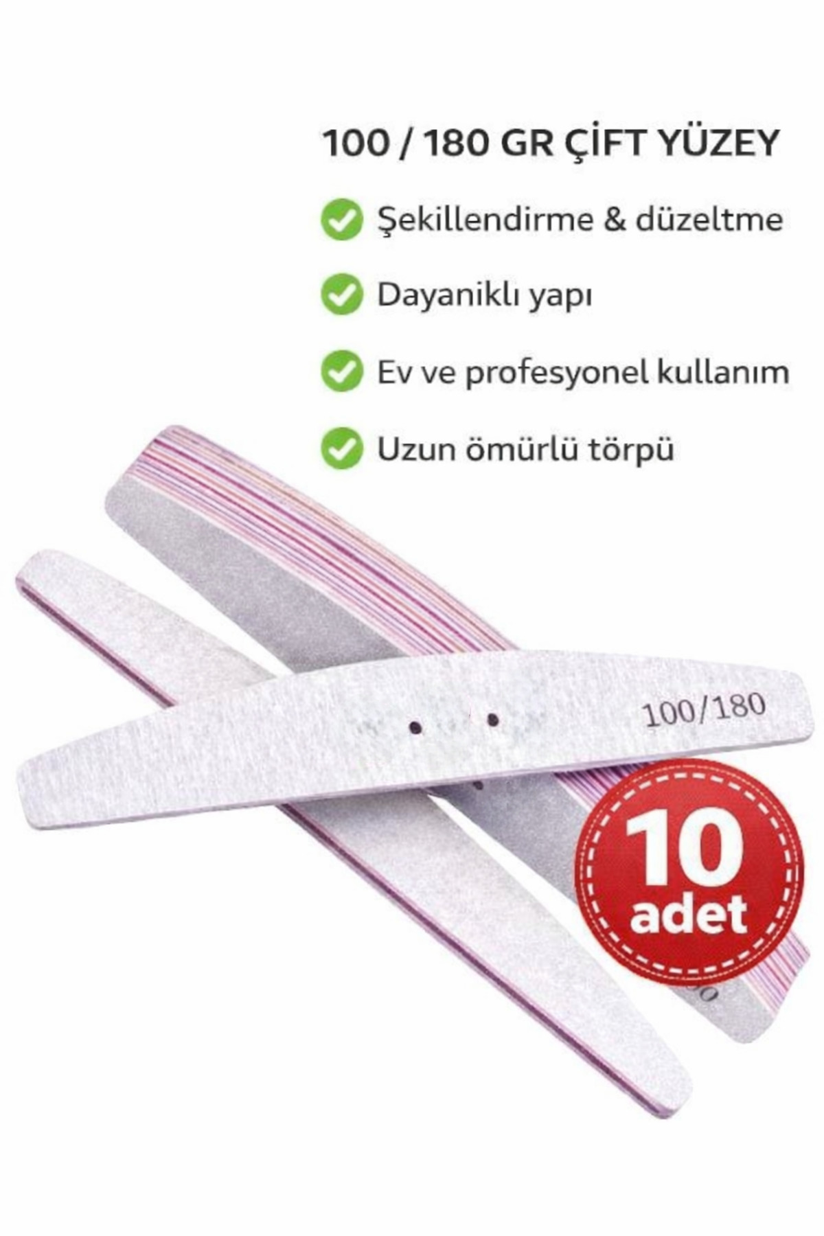 Sibelon Professionel Kağıt Tırnak Törpü 100/180 10 Adet Törpü — سفید sblonopii