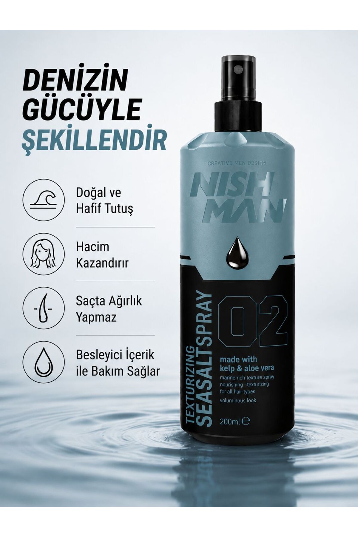 Deniz Tuzu Saç Spreyi 200 ml – Hacim, Doku ve Doğal Görünüm — NGSS2 — تصویر 4 از 6