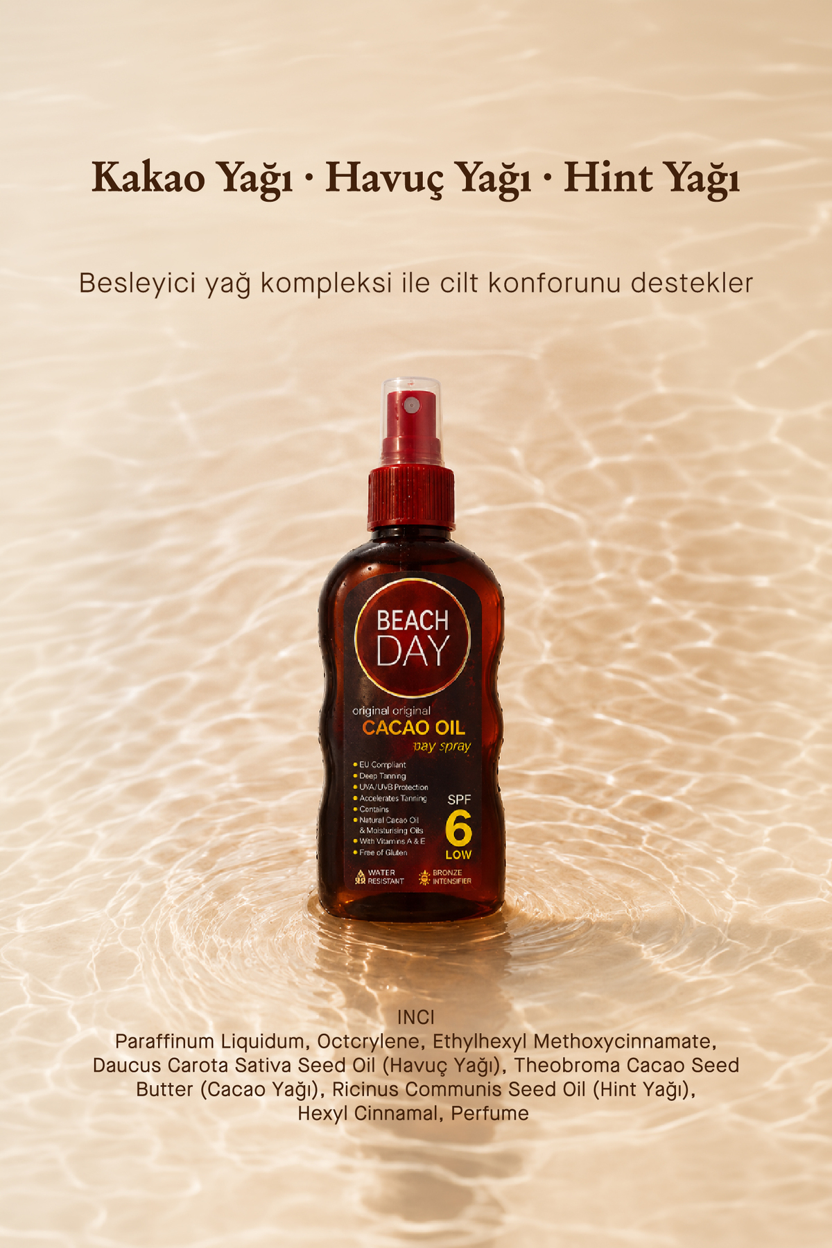 اسپری روغن ضد آفتاب برنزه کننده کره کاکائو با SPF 6، 150 میلی لیتر، 8699375047882 — BD03 — تصویر 6 از 8