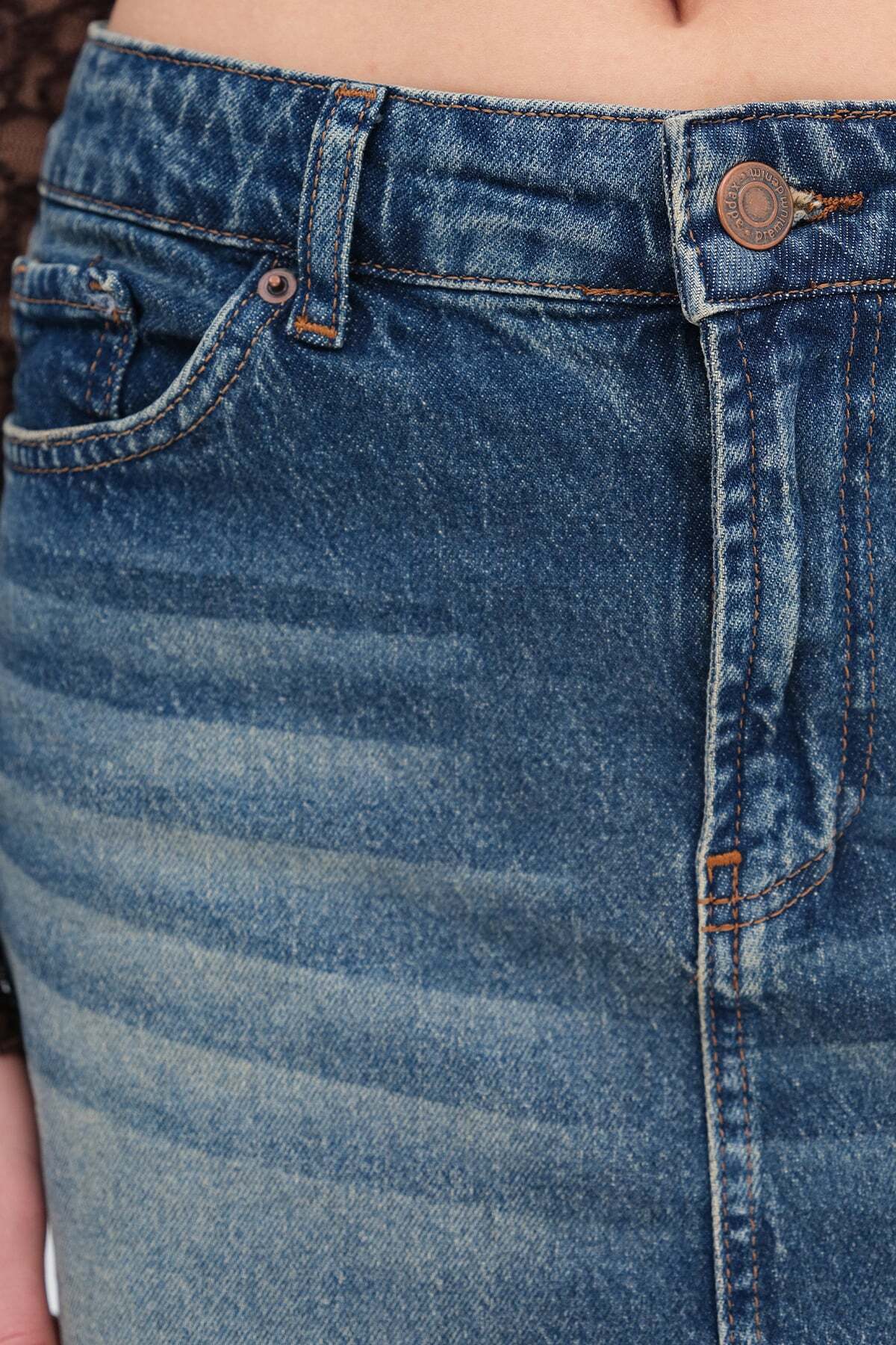 Addax Mini Denim Etek E1045 görsel 3