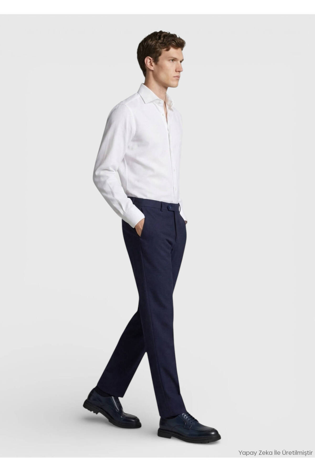 Lacivert Dokuma Modern Fit Klasik %100 Yün Pantolon — رنگارنگ 10161131 — تصویر 2 از 6