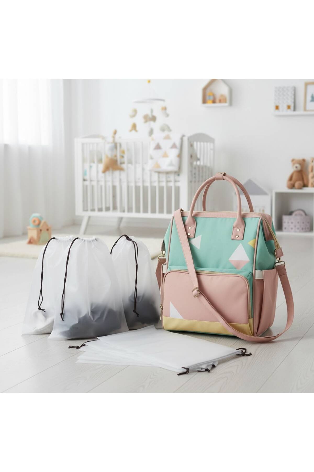 10lu Set 25*35cm (medium) Su Geçirmez Büzme Ipli Kozmetik Makyaj Tatil Çantası — آبی ŞMÇ13 — تصویر 6 از 8