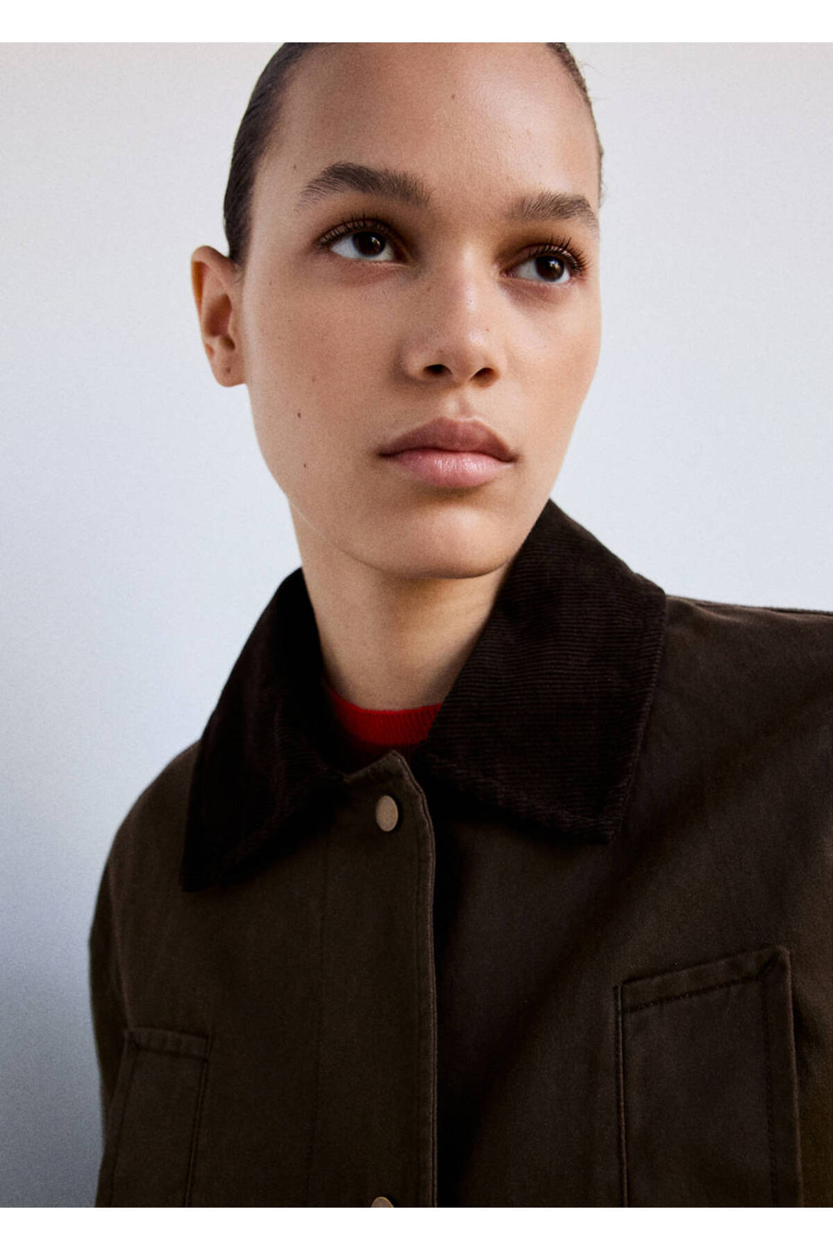 MANGO Woman Corduroy collar jacket görsel 7