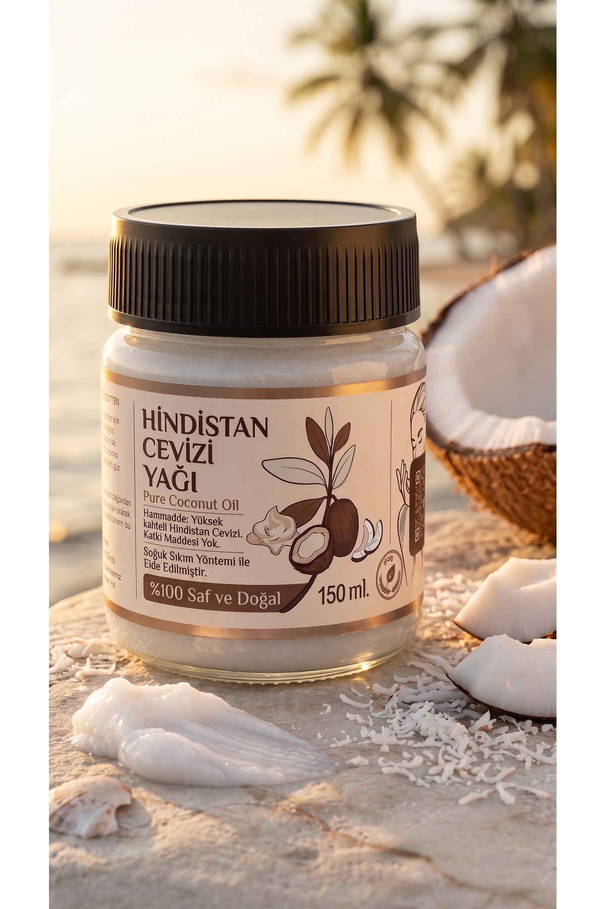 150 ml Saf Hindistan Cevizi Yağı / Soğuk Sıkım / %100 Saf Ve Doğal / Coconut Oil — 150ml-hindistan-cv-yag — تصویر 6 از 8