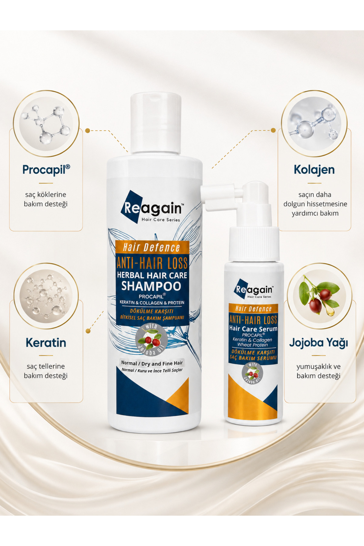 Dökülme Karşıtı ve Güçlendirici 2'li Saç Bakım Seti - Sülfatsız Şampuan & Konsantre Serum — KN446 — تصویر 5 از 8