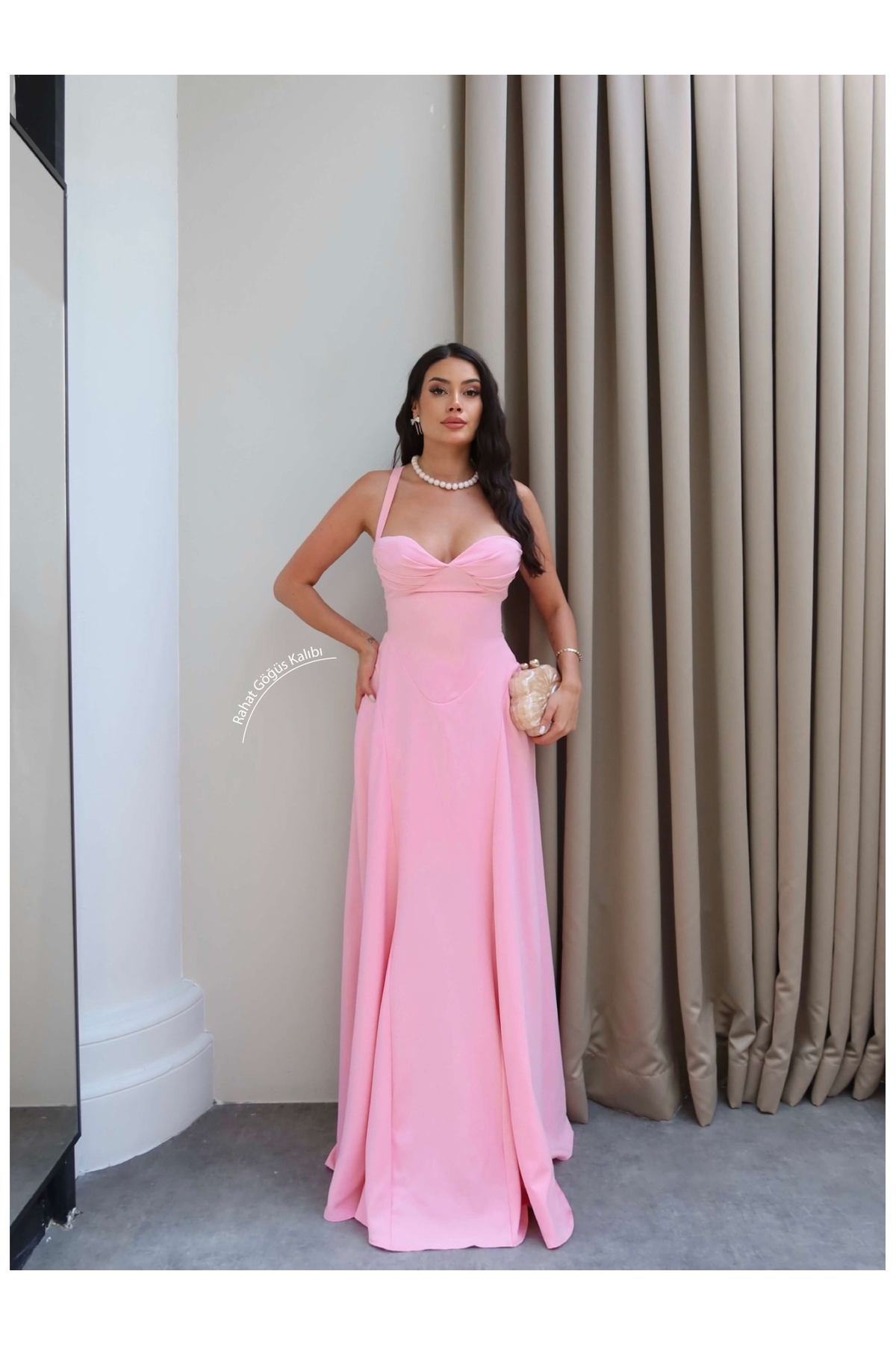 ESRAHELVACI Sweetheart Neckline Crossed Strap Long Dress