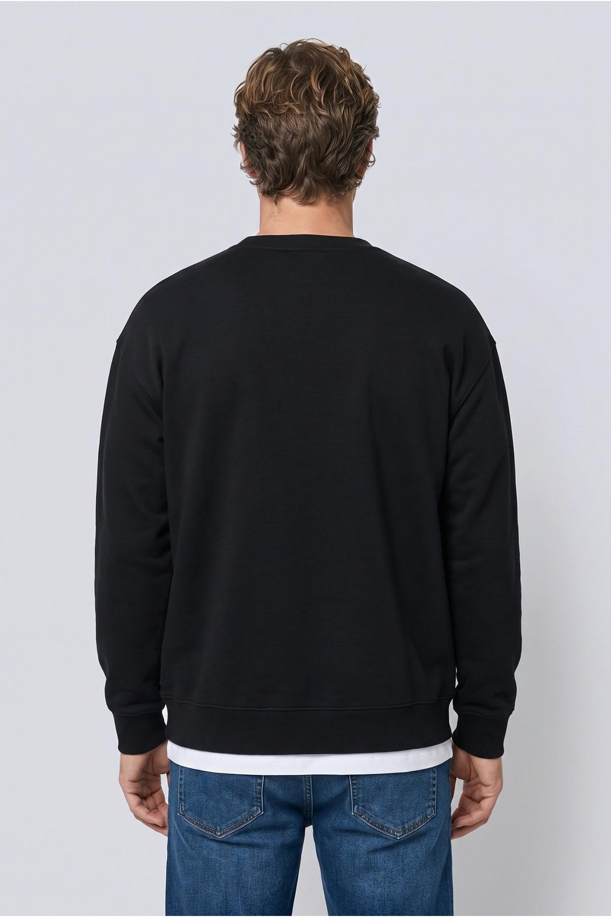 Kiğılı Bisiklet Yaka Oversize Pamuklu Sweatshirt görsel 4