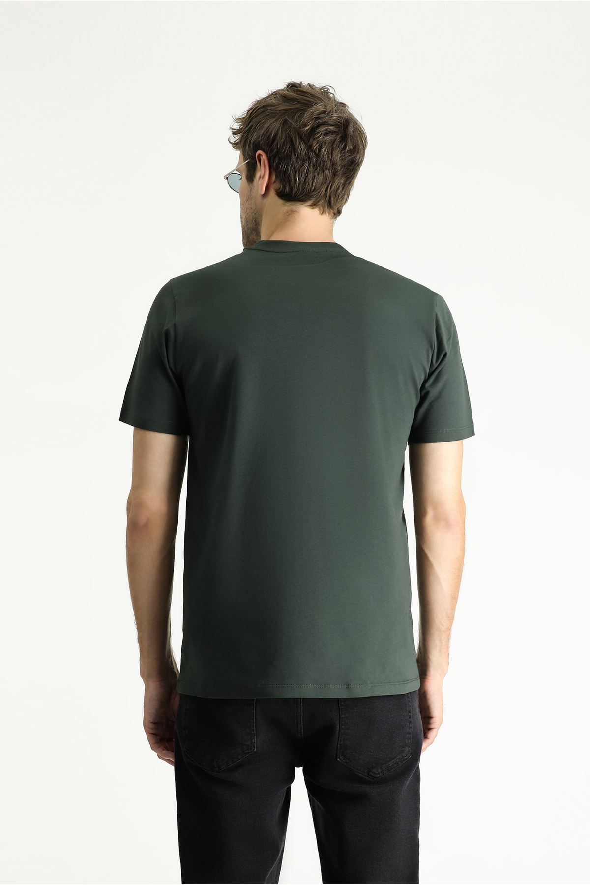 Kiğılı Bisiklet Yaka Regular Fit %100 Pamuk Süprem Basic Tişört görsel 5