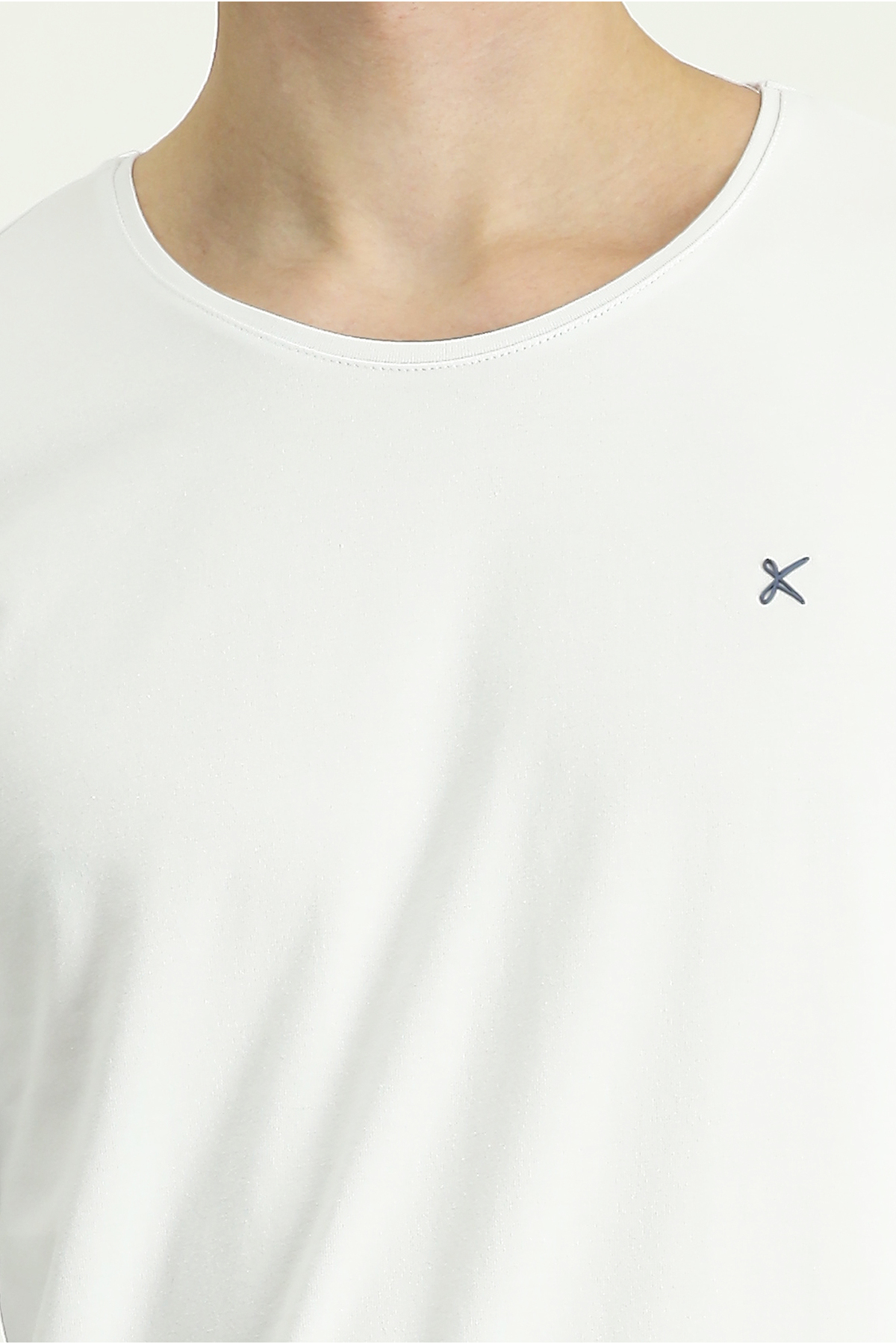 Bisiklet Yaka Slim Fit Dar Kesim Pamuklu Sweatshirt — سفید 685695 — تصویر 5 از 5