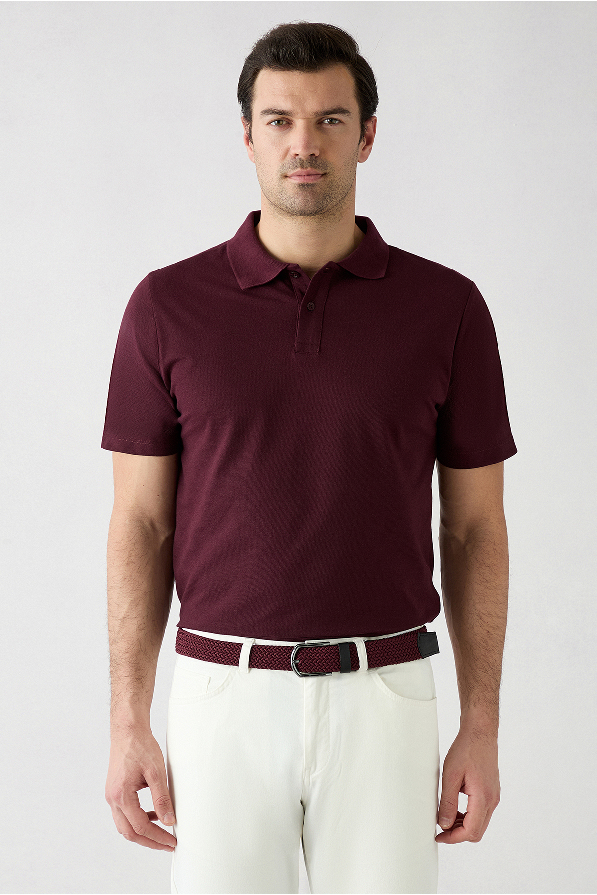 Kiğılı Düğmeli Polo Yaka Regular Fit Pamuklu Düz 2'li Paket Tişört Seti görsel 4