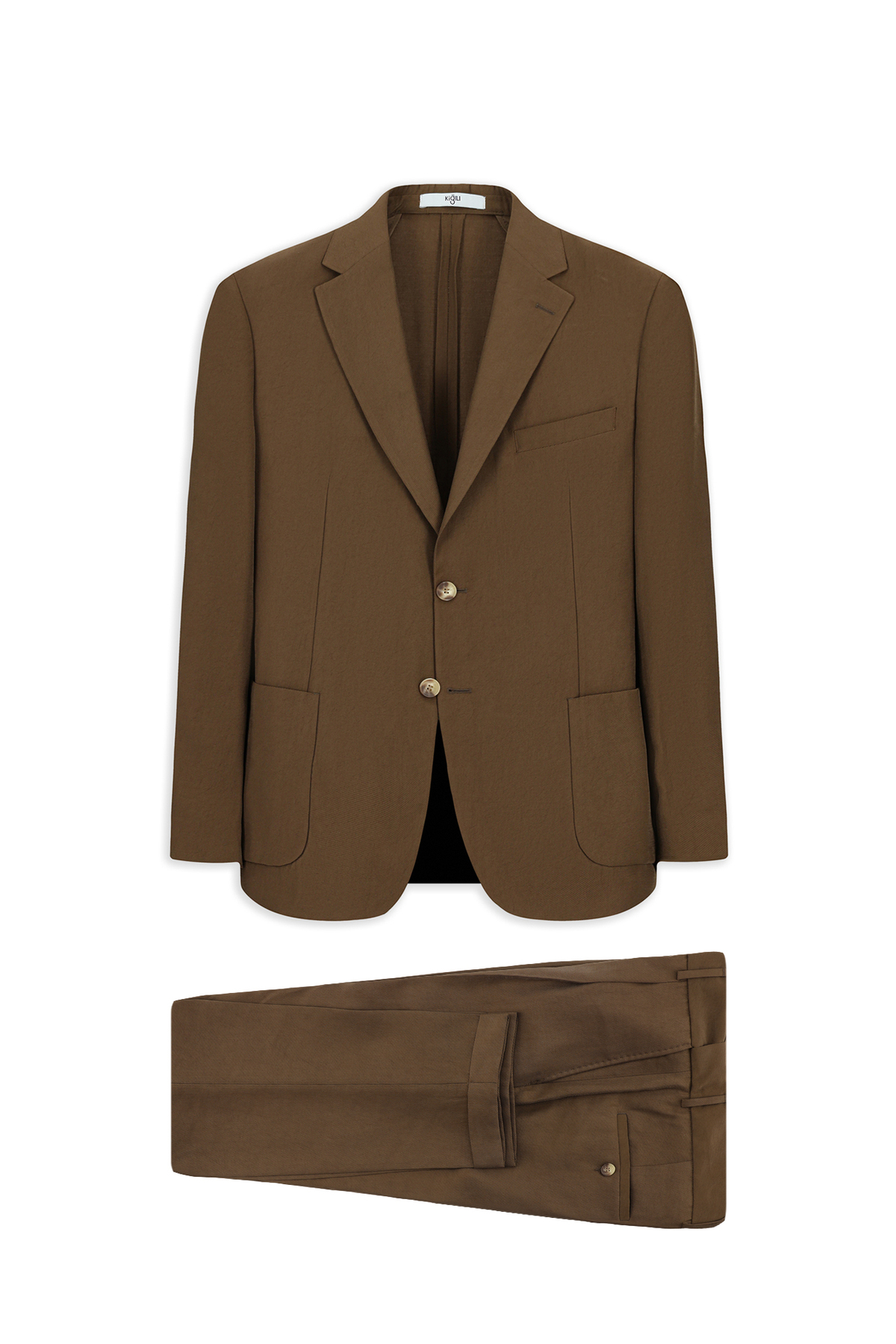 Kiğılı 7 Drop Slim Fit Dar Kesim Mono Yaka Toba Cep Beli Lastikli Desenli Modal Karışımlı Takım Elbise