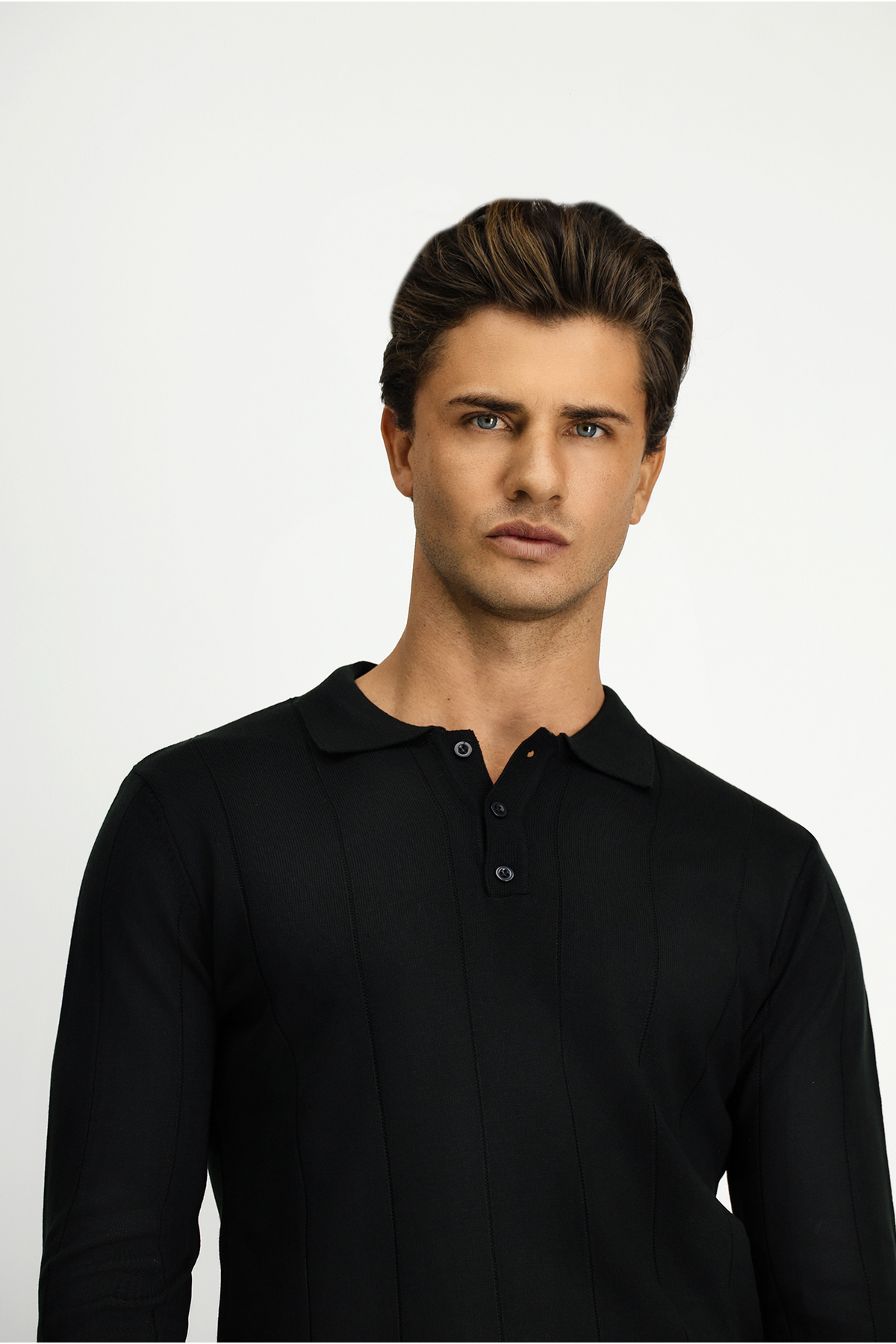 Kiğılı Polo Yaka Düğmeli Regular Fit Çizgili Triko Kazak görsel 4