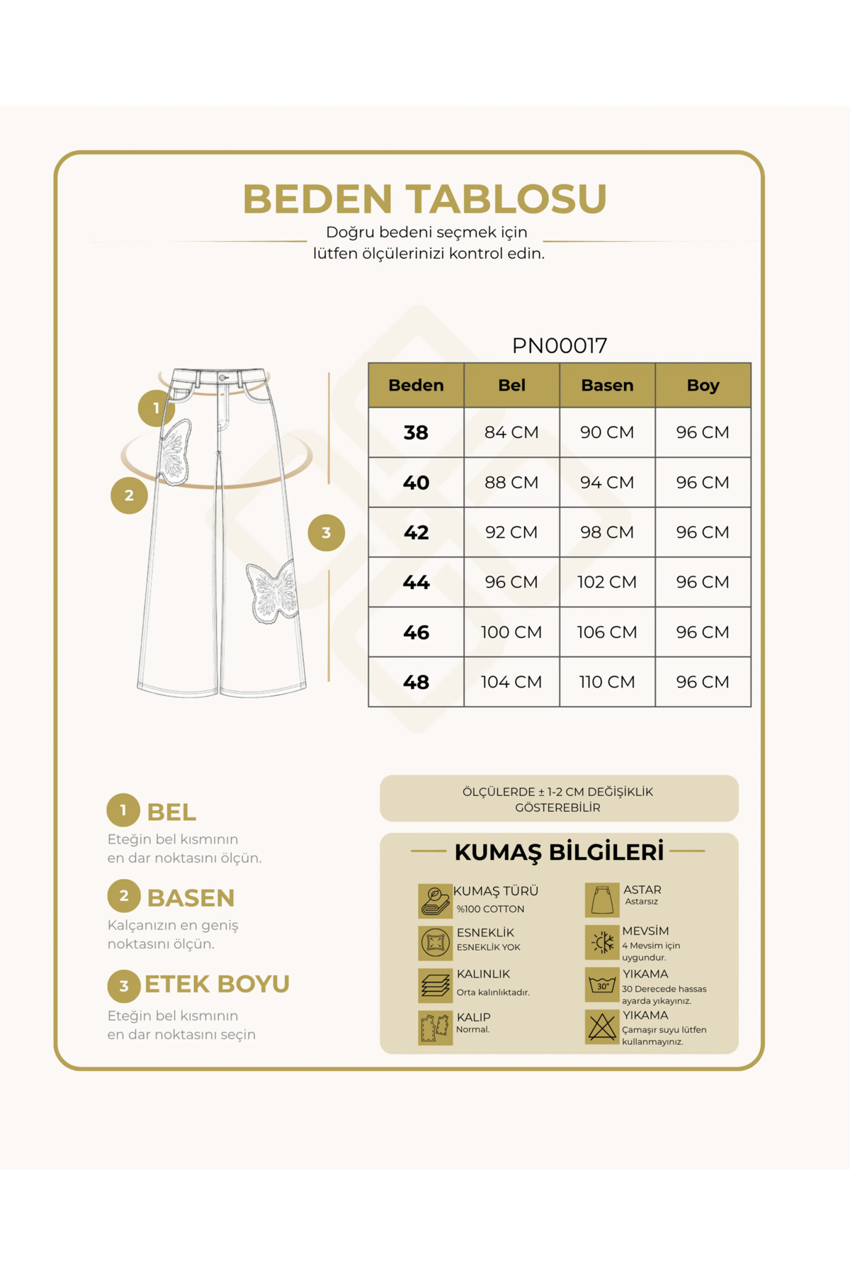 VELLICHOR Kelebek Nakışlı Pantolon Mavi-365 görsel 7