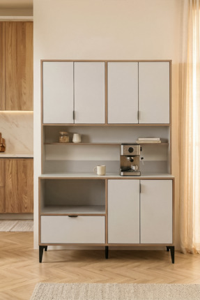 ARGİMO Arya Çok Amaçlı Mutfak Dolabı Kahve Köşesi 44x127x190 cm Beyaz